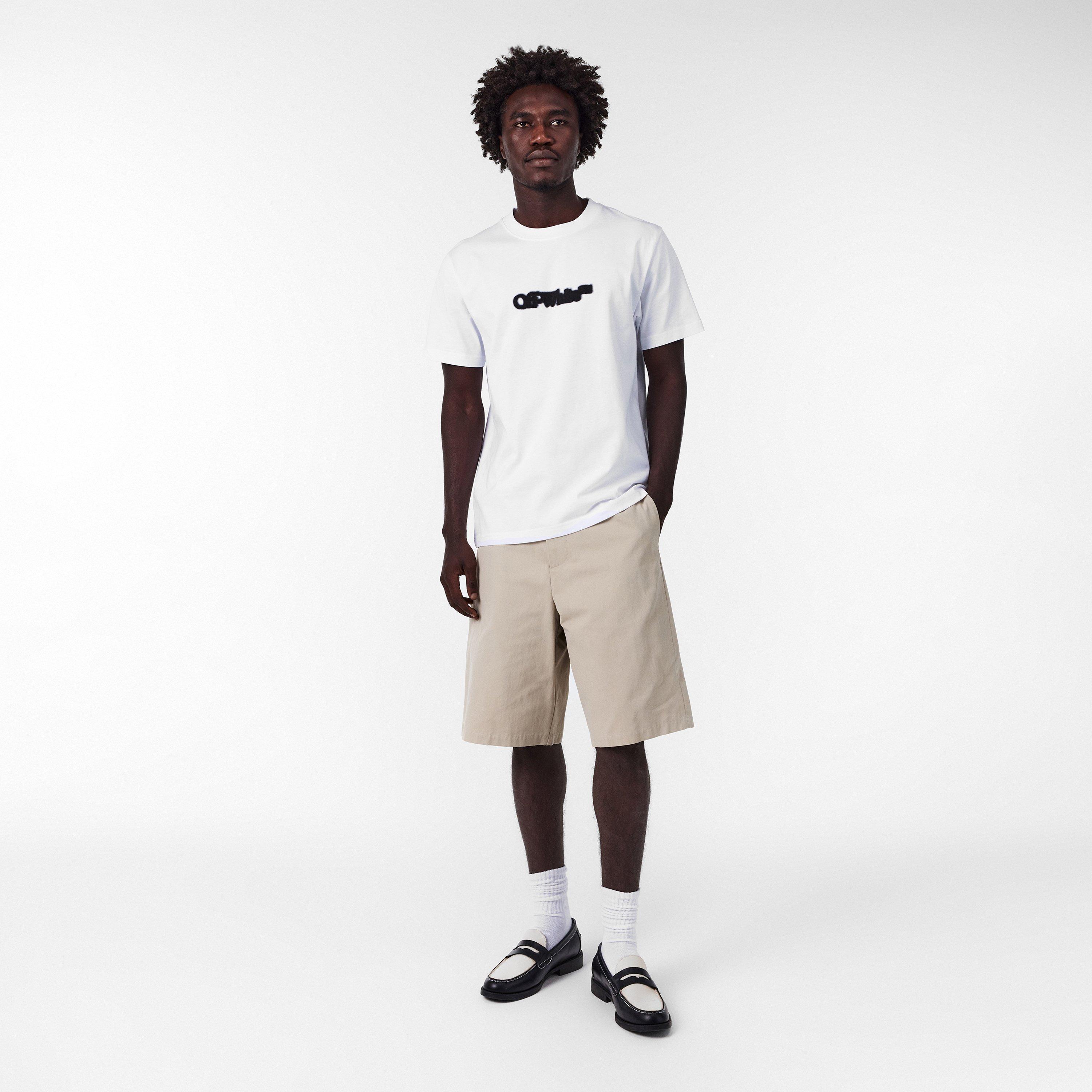 White-Black - Off White - Men's Spray Arrow Arrow Logo Print T-Shirt - 6