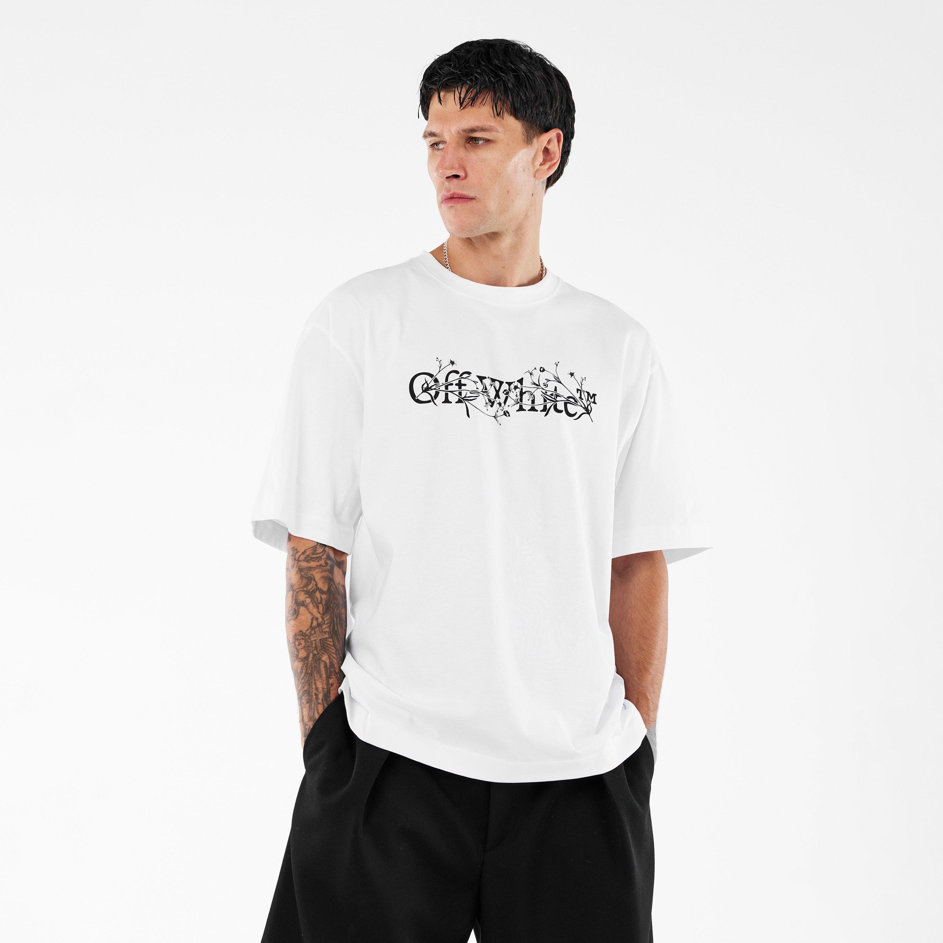 Hvid-sort - Off White - Flower Skate Regular Fit T-Shirt - 3