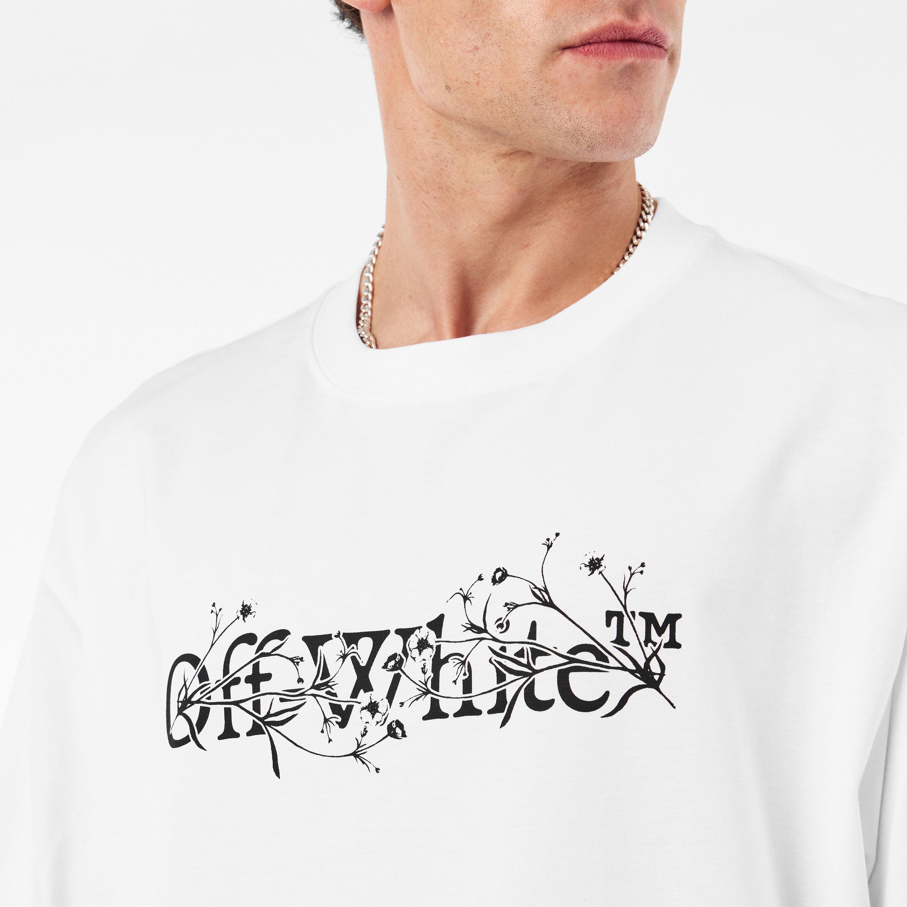 Hvid-sort - Off White - Flower Skate Regular Fit T-Shirt - 5