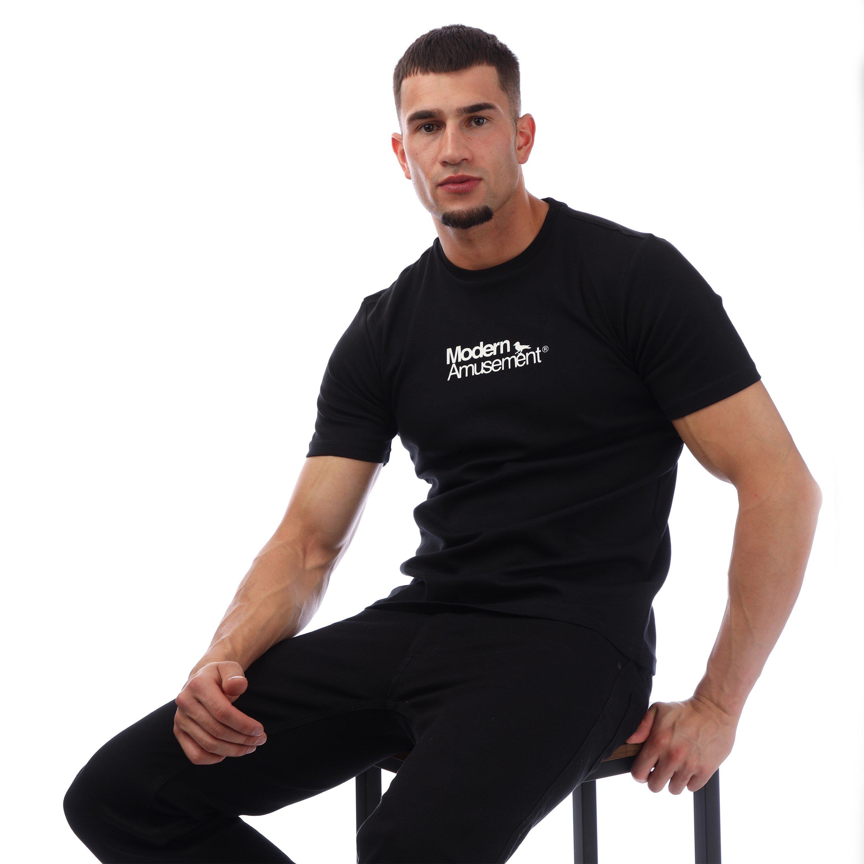 Black - Modern Amusement - Regular Fit Slogan T-Shirt - 4