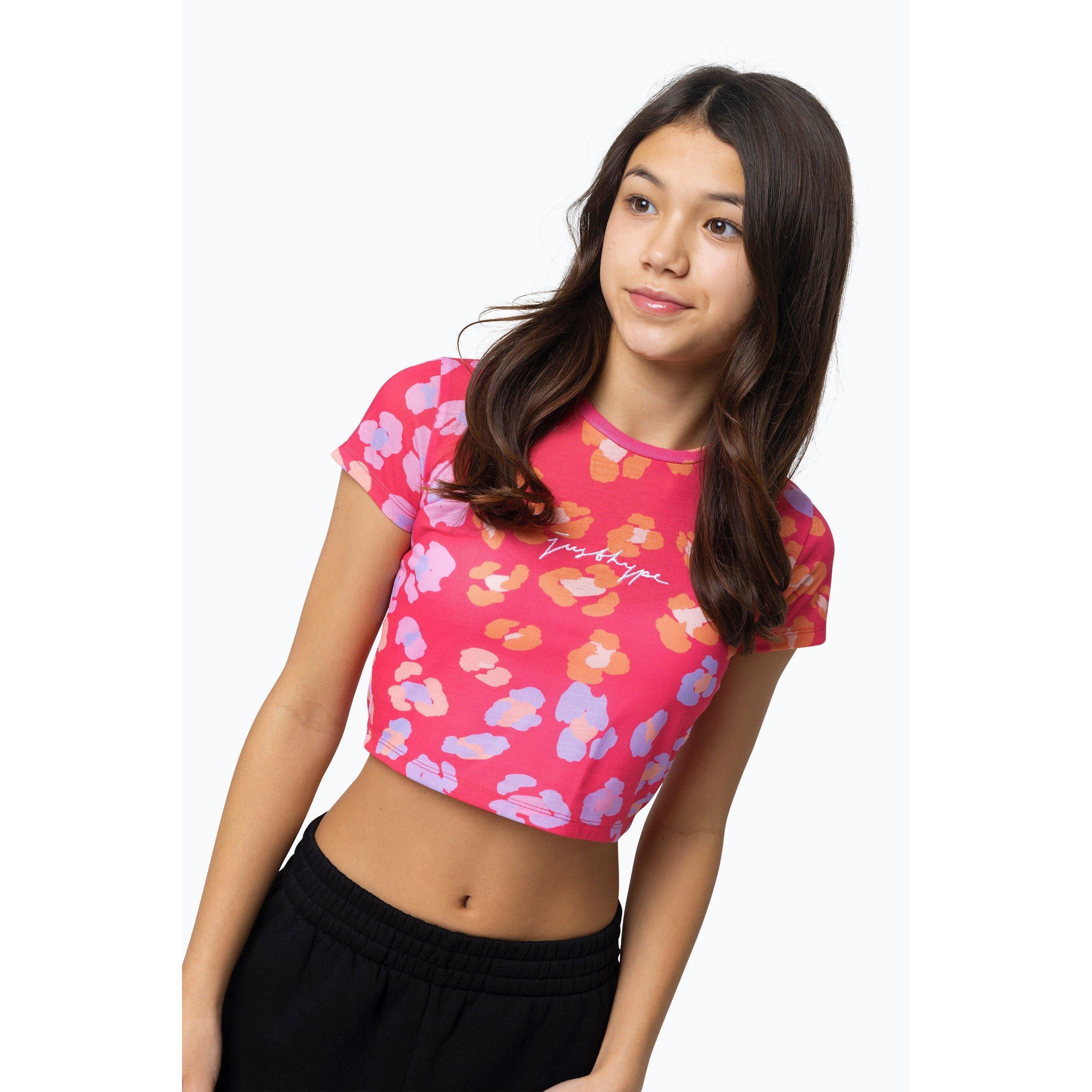 Lyserød - Hype - Leopard Regular Fit T-Shirt - 4