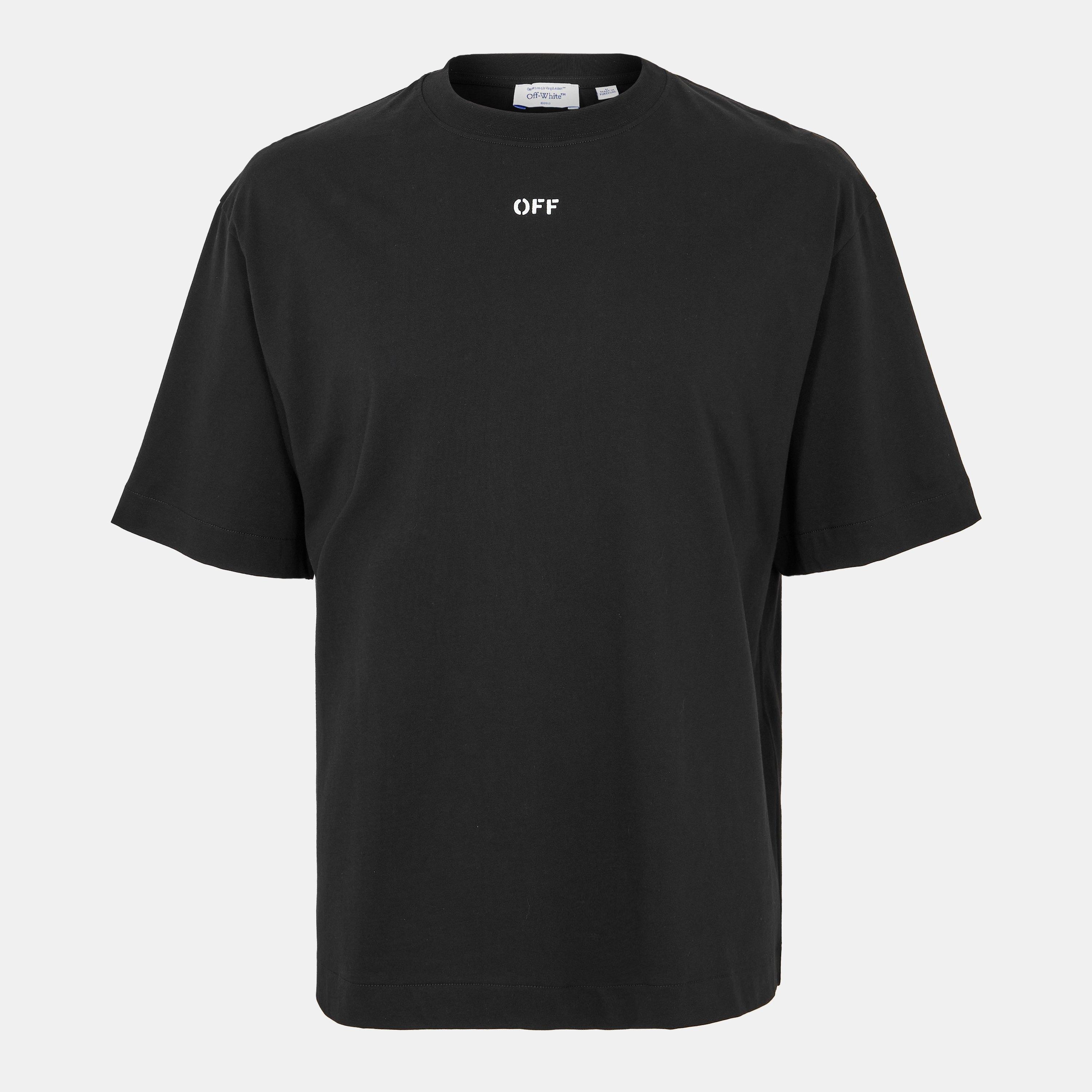 Sort-Hvid - Off White - Diags Regular Fit T-Shirt - 2