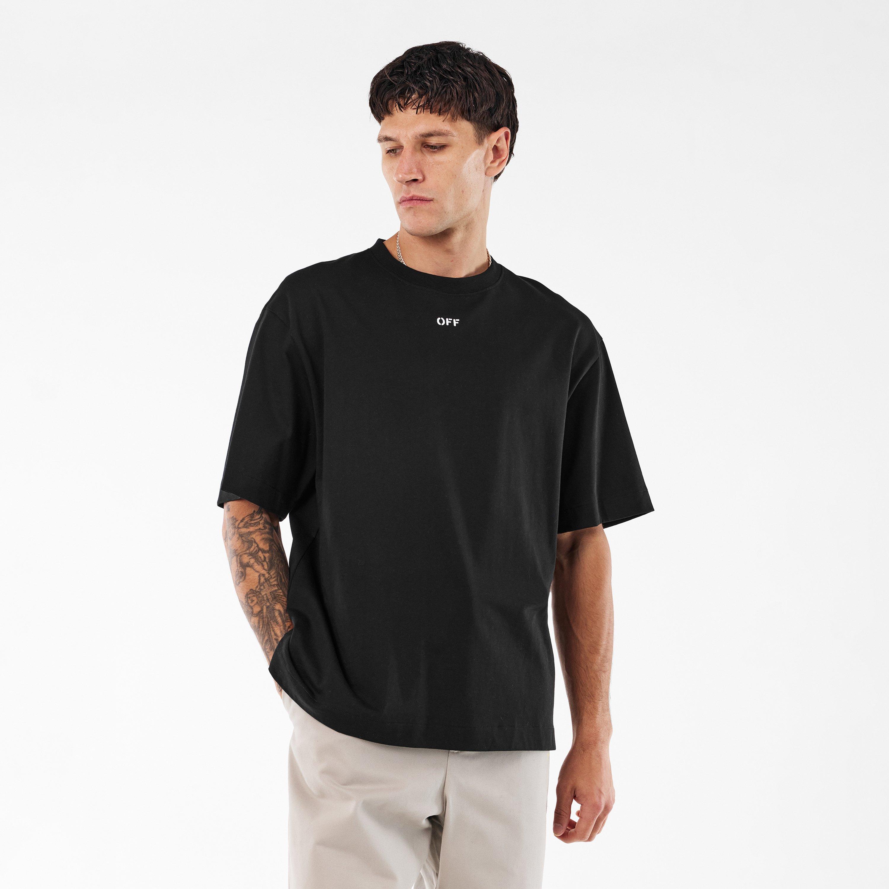 Sort-Hvid - Off White - Diags Regular Fit T-Shirt - 3