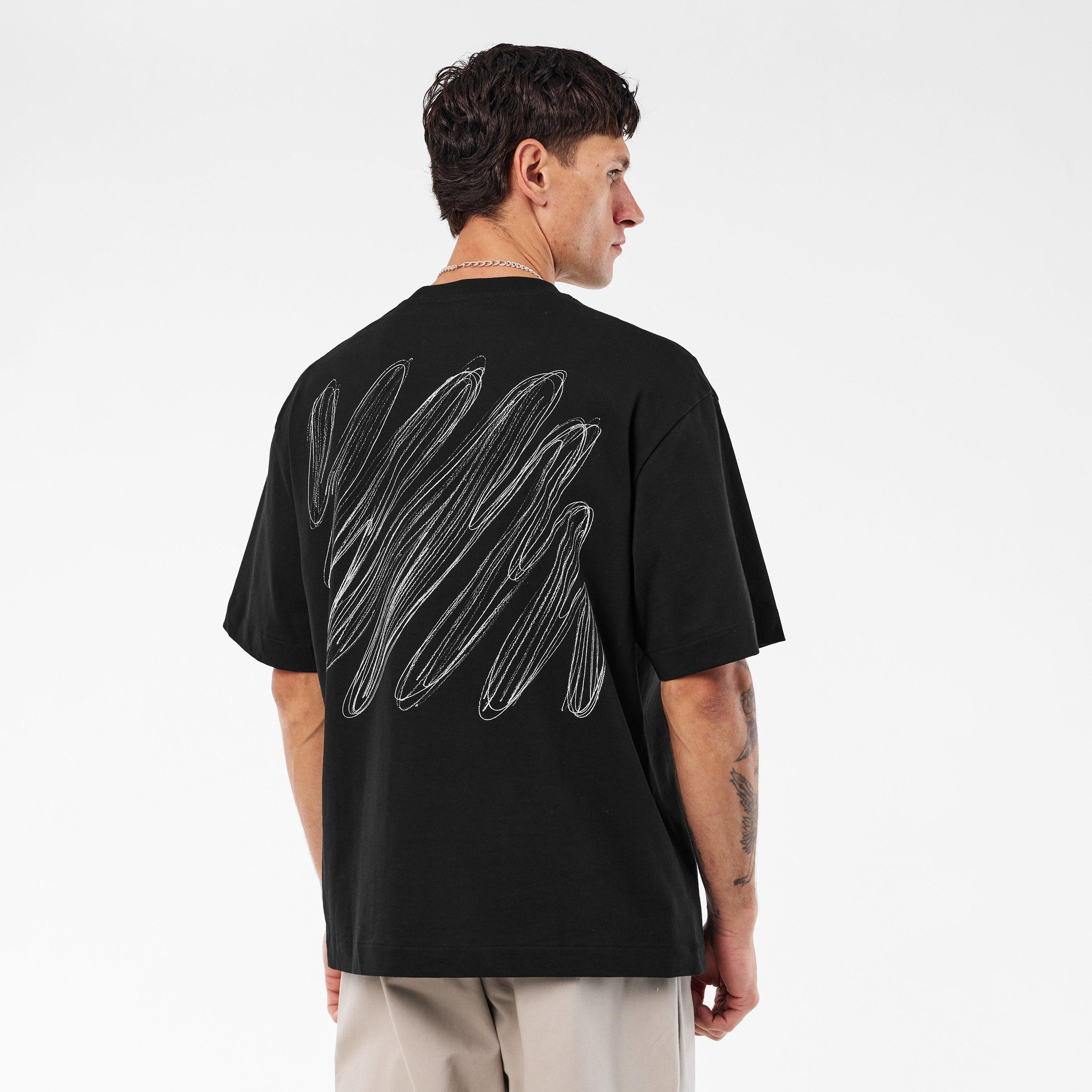 Sort-Hvid - Off White - Diags Regular Fit T-Shirt - 4