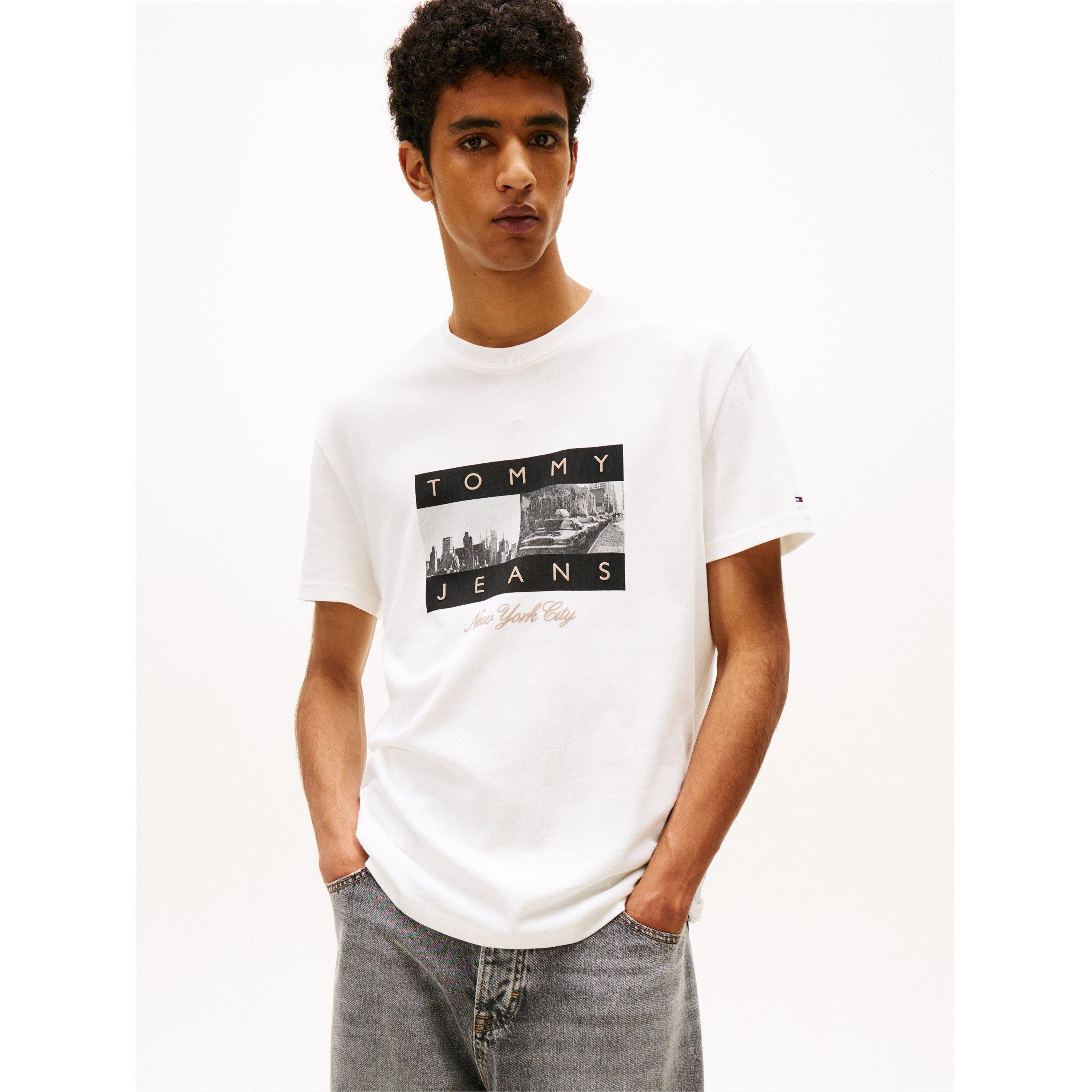 Ecru - Tommy Jeans - Men's TJ Photo Flag Regular Fit T-Shirt - 2