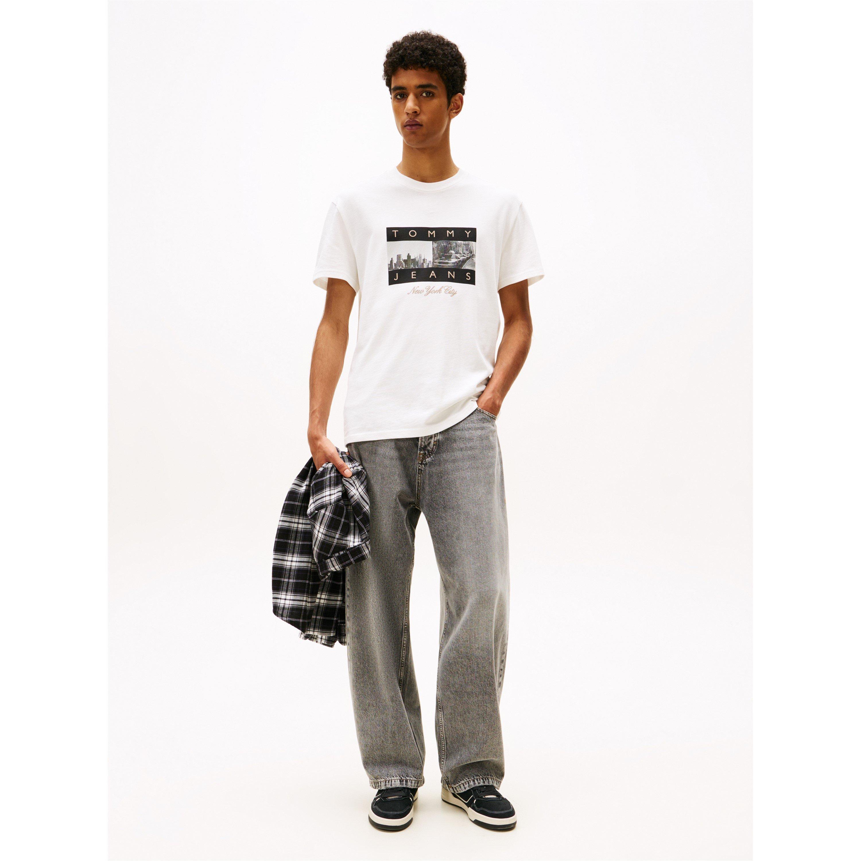 Ecru - Tommy Jeans - Men's TJ Photo Flag Regular Fit T-Shirt - 3