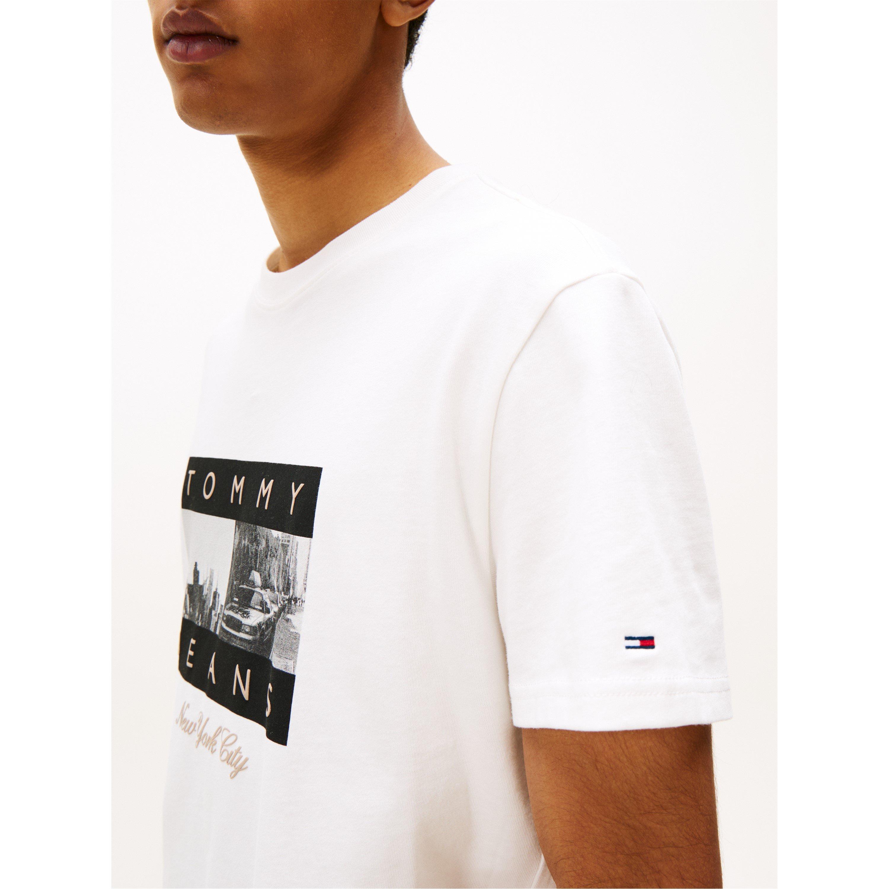 Ecru - Tommy Jeans - Men's TJ Photo Flag Regular Fit T-Shirt - 5