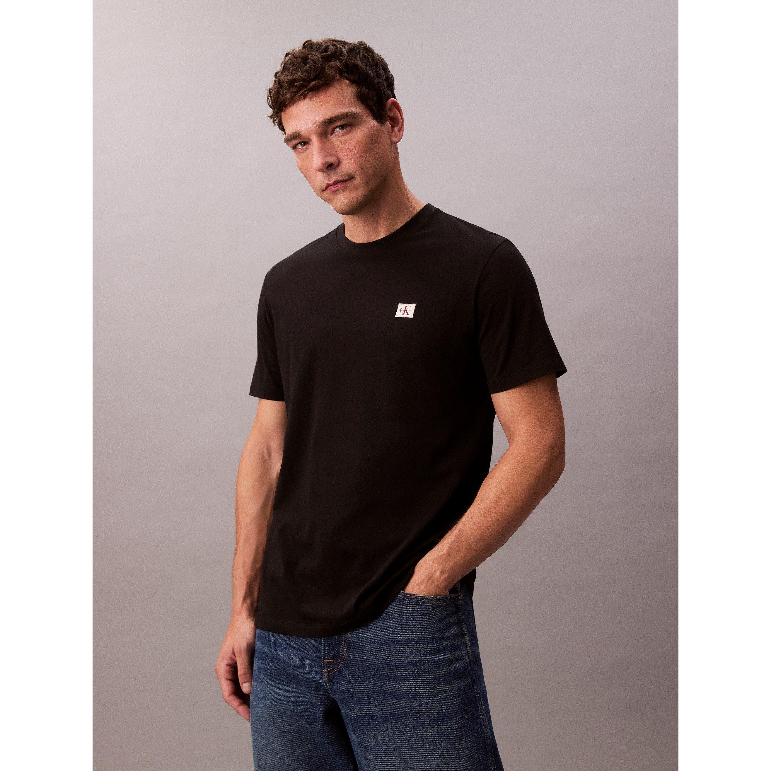 Black UB1 - Calvin Klein Jeans - Men's CKJ Woven Box Regular Fit T-Shirt - 2