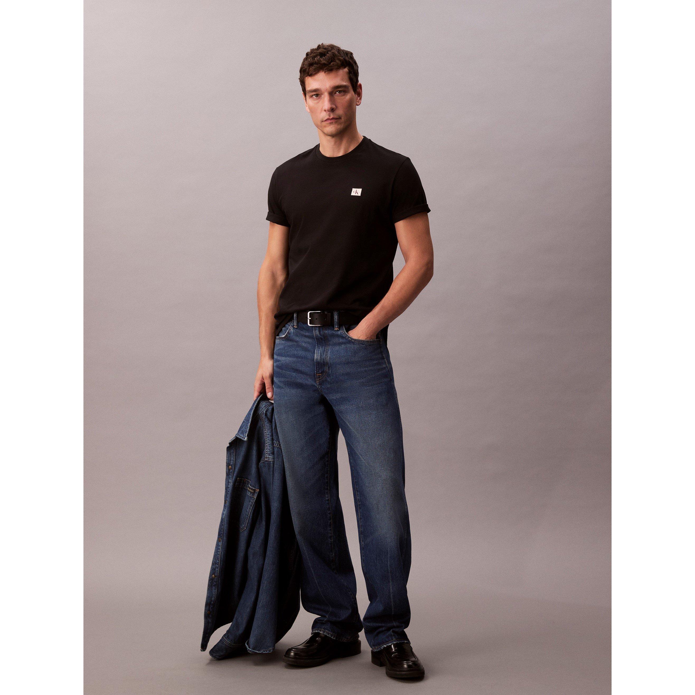 Black UB1 - Calvin Klein Jeans - Men's CKJ Woven Box Regular Fit T-Shirt - 3