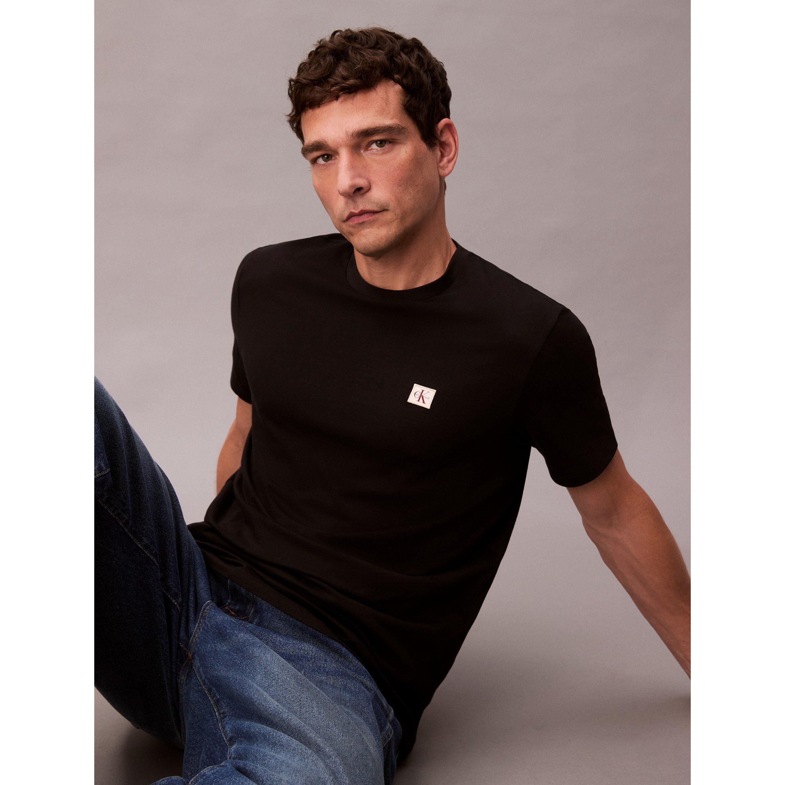 Black UB1 - Calvin Klein Jeans - Men's CKJ Woven Box Regular Fit T-Shirt - 4