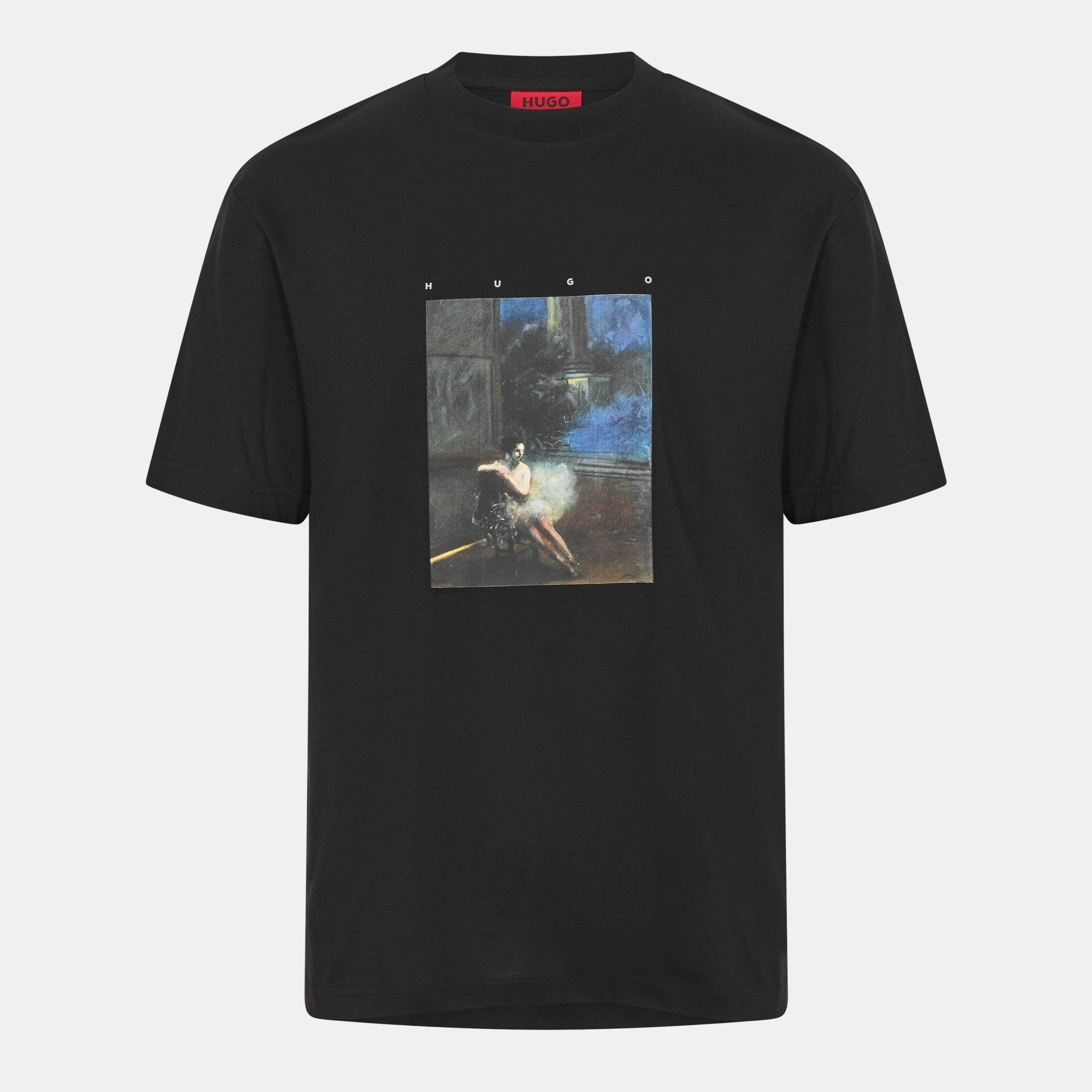 Black 001 - Hugo - Men's Dabolos Red Cotton T-Shirt - 1