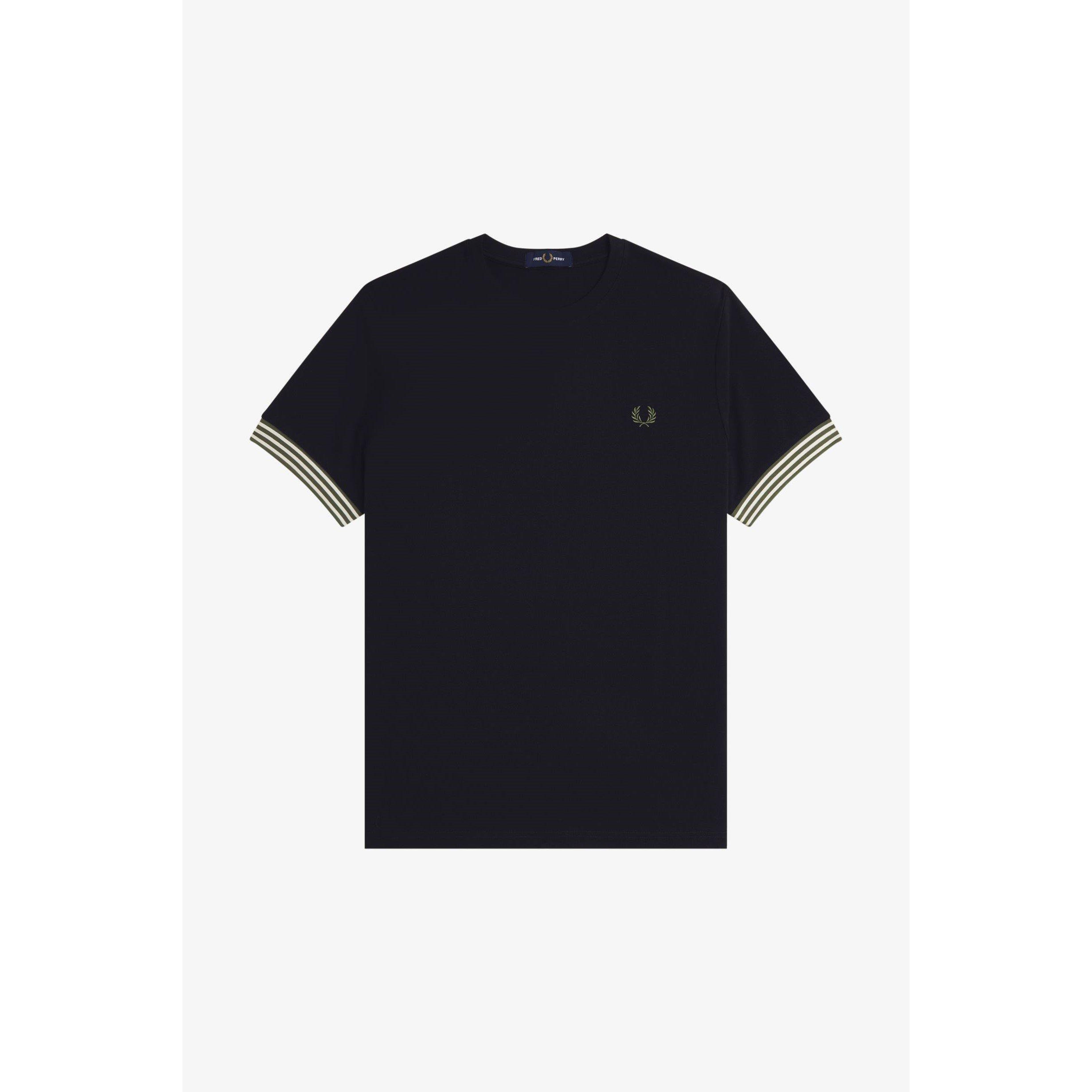 Fred Perry Stripe Cuff T-Shirt - Black 184 - XL