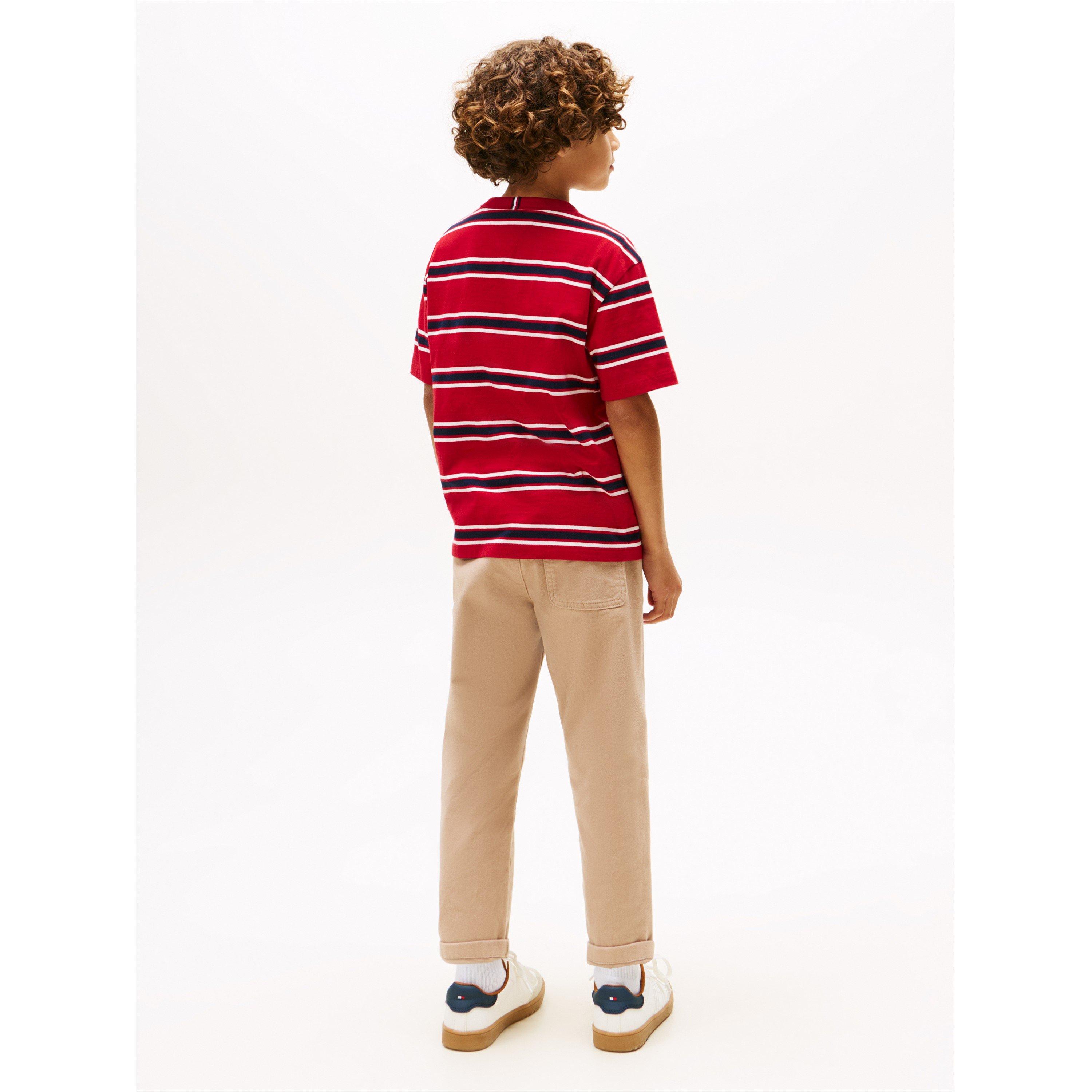 Red Stripe 0EV - Tommy Hilfiger - Kids' Stripe Regular Fit T-Shirt - 5