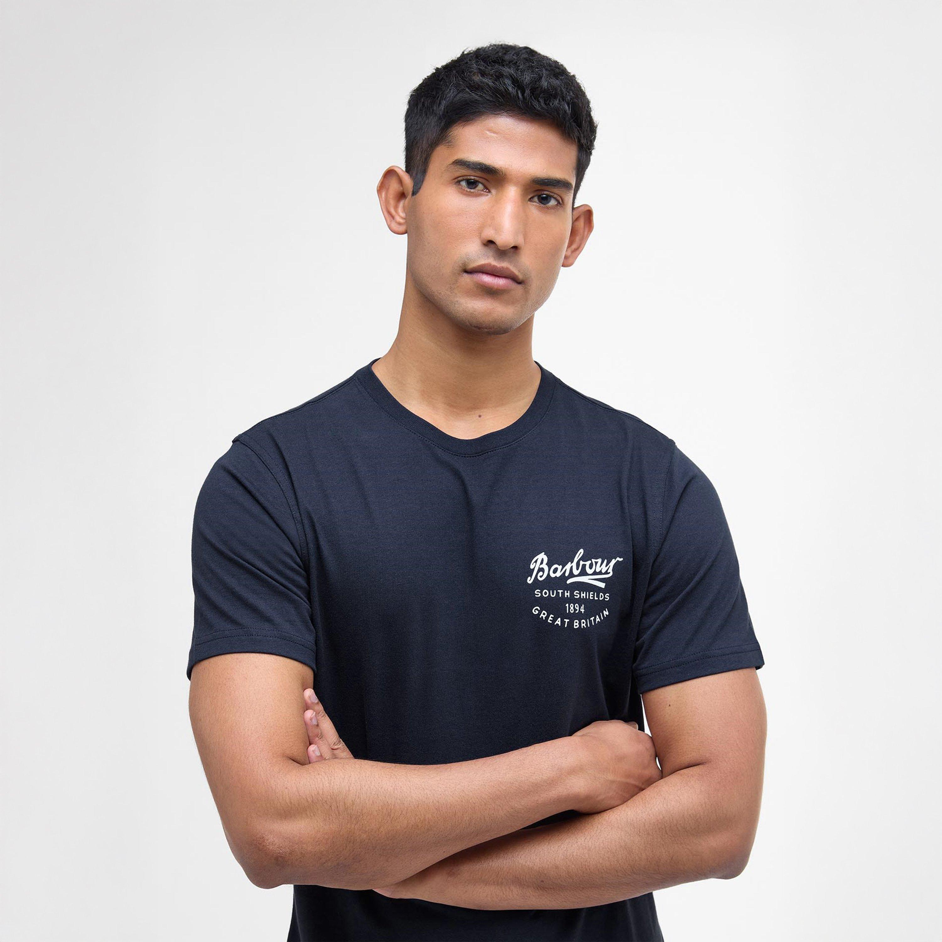Navy - Barbour - Script Graphic T-Shirt - 4