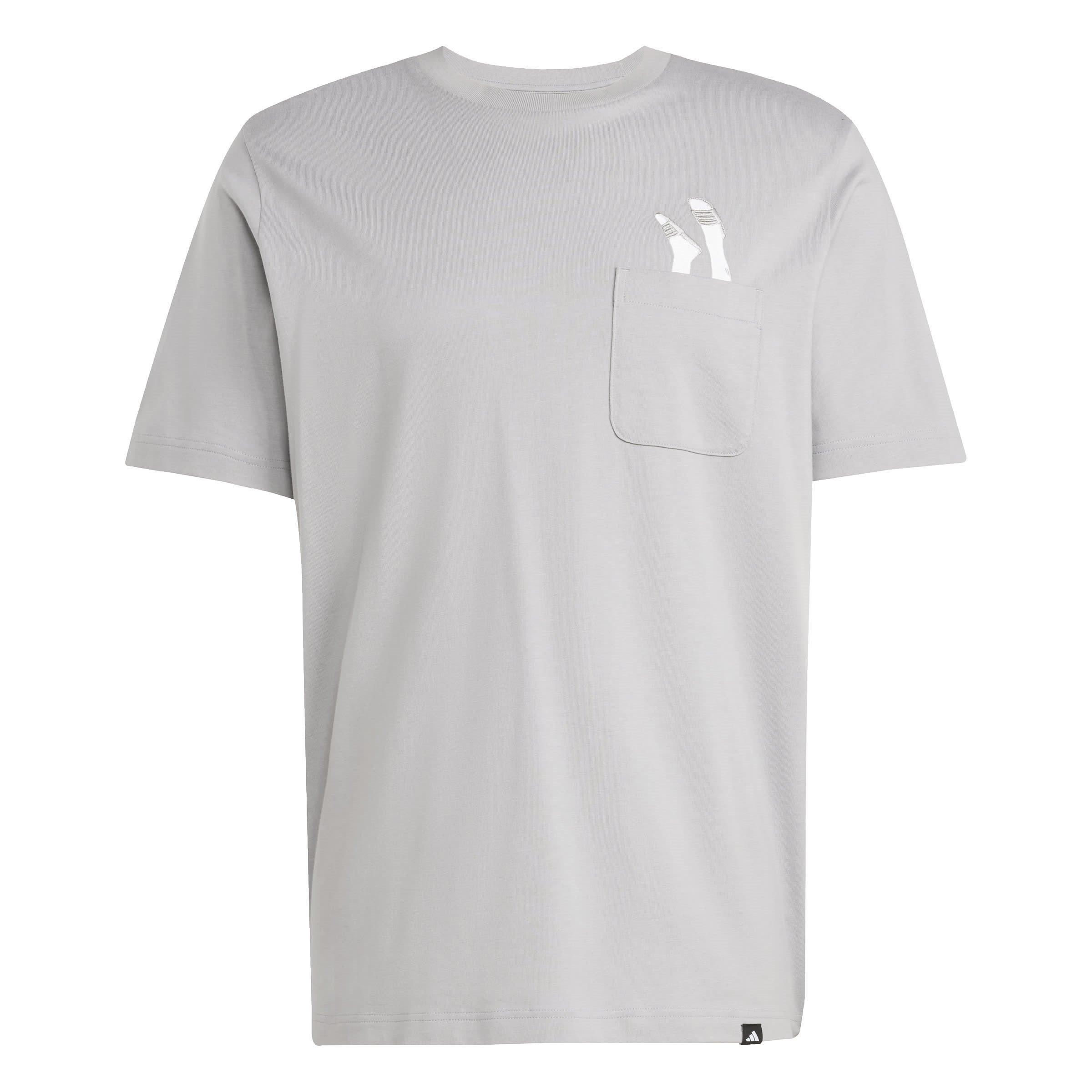 Adidas Men's Lounge Slides Graphic Pocket T-Shirt - Solid Grey - L
