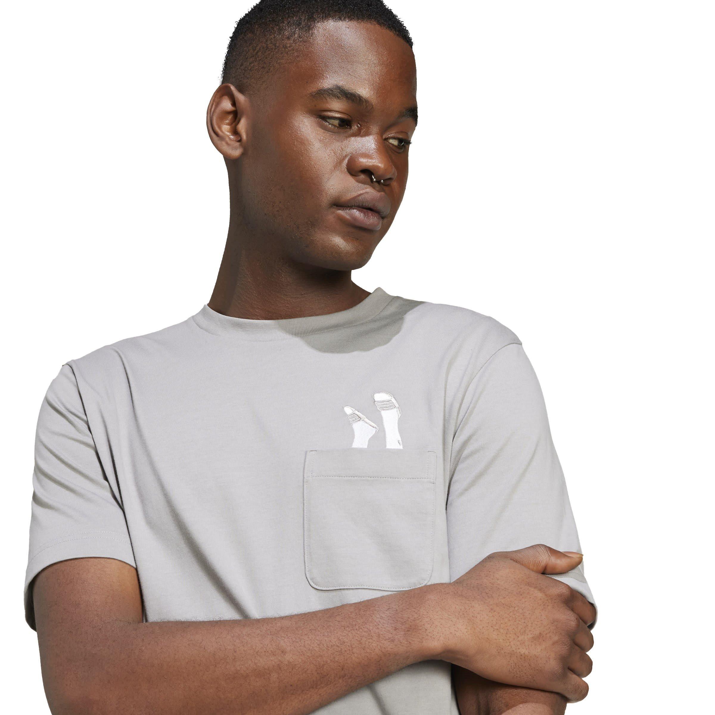 Solid Grey - adidas - Lounge Slides Graphic Pocket T-Shirt - 8