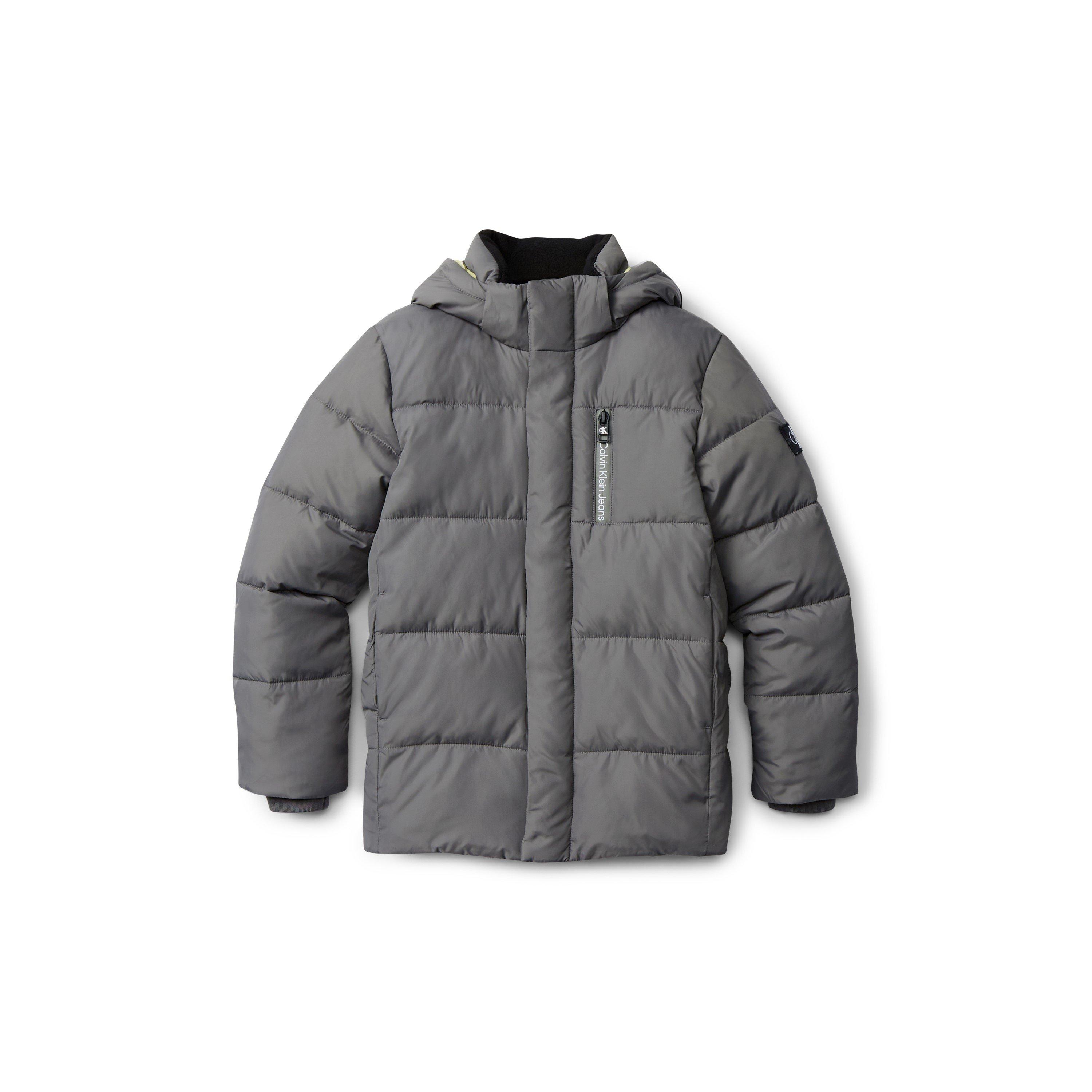 Granite Gray - Calvin Klein Jeans - Kids' Essential Hooded Long Sleeve Short Puffer Jacket - 1