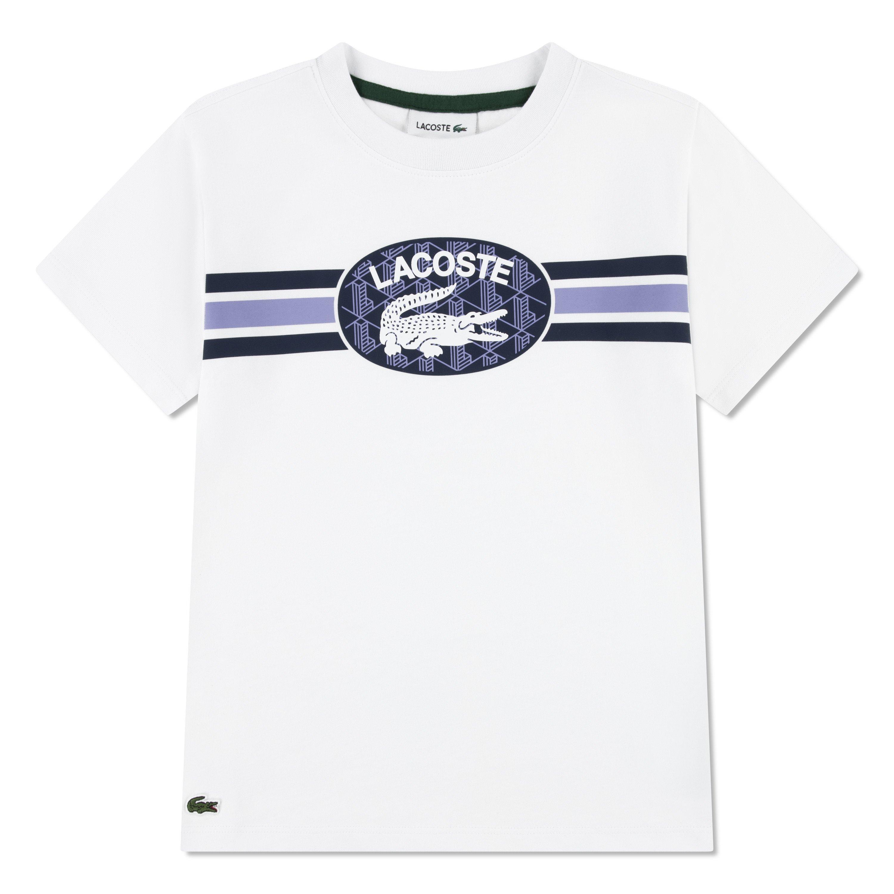 Lacoste Boys Kids' Stripe T-Shirt - White W8l - 10 Years