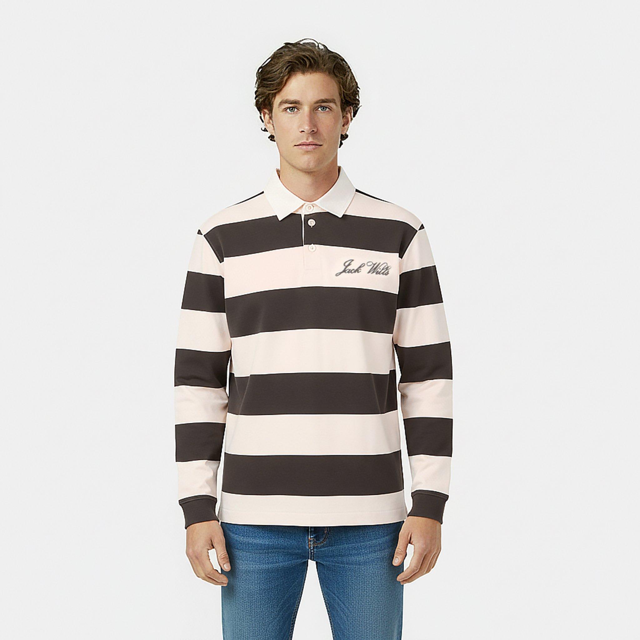 Jack Wills Men's Cotton Long Sleeve Rugby Polo Shirt | Sports Direct
