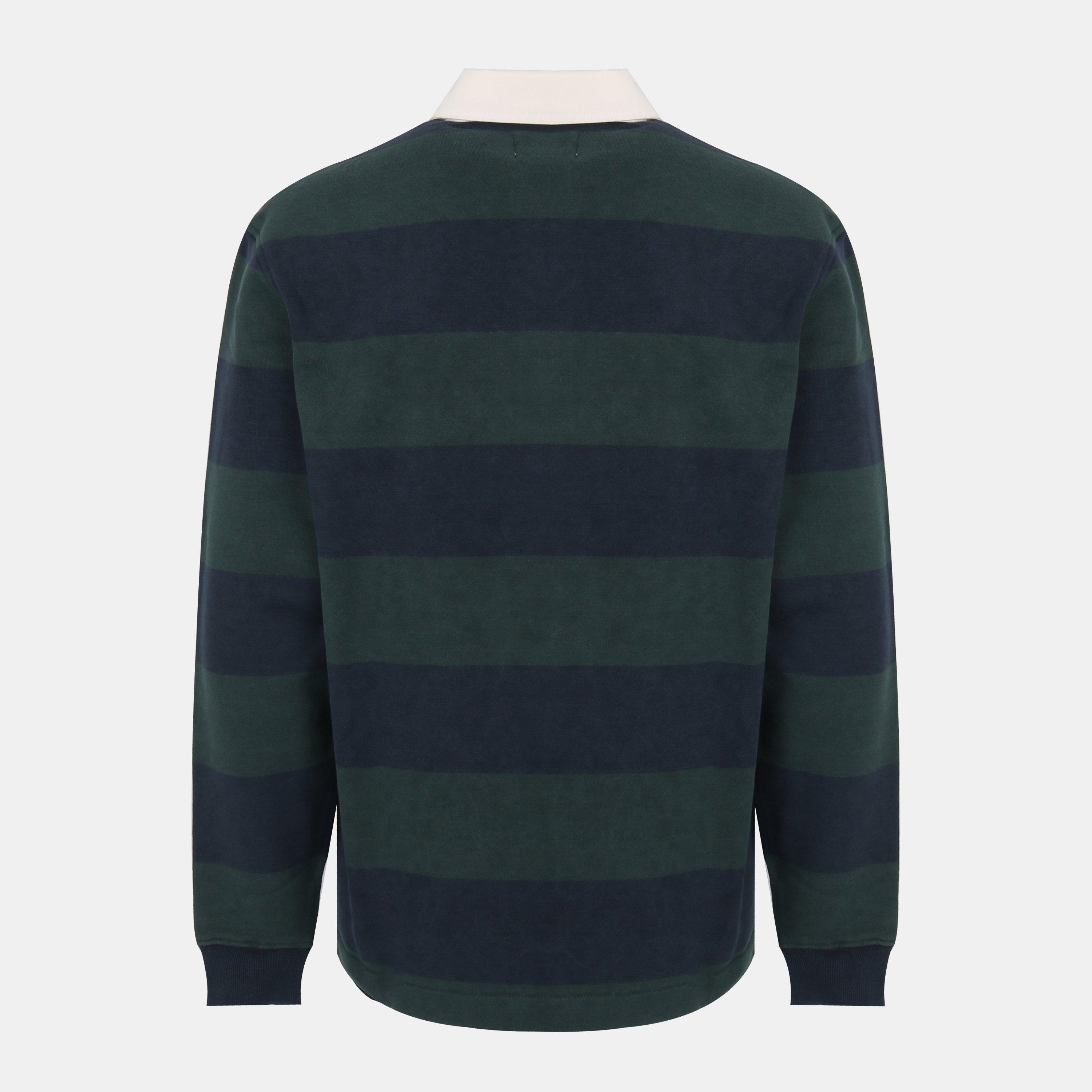 Pine/Navy - Jack Wills - Men's Cotton Long Sleeve Rugby Polo Shirt - 2