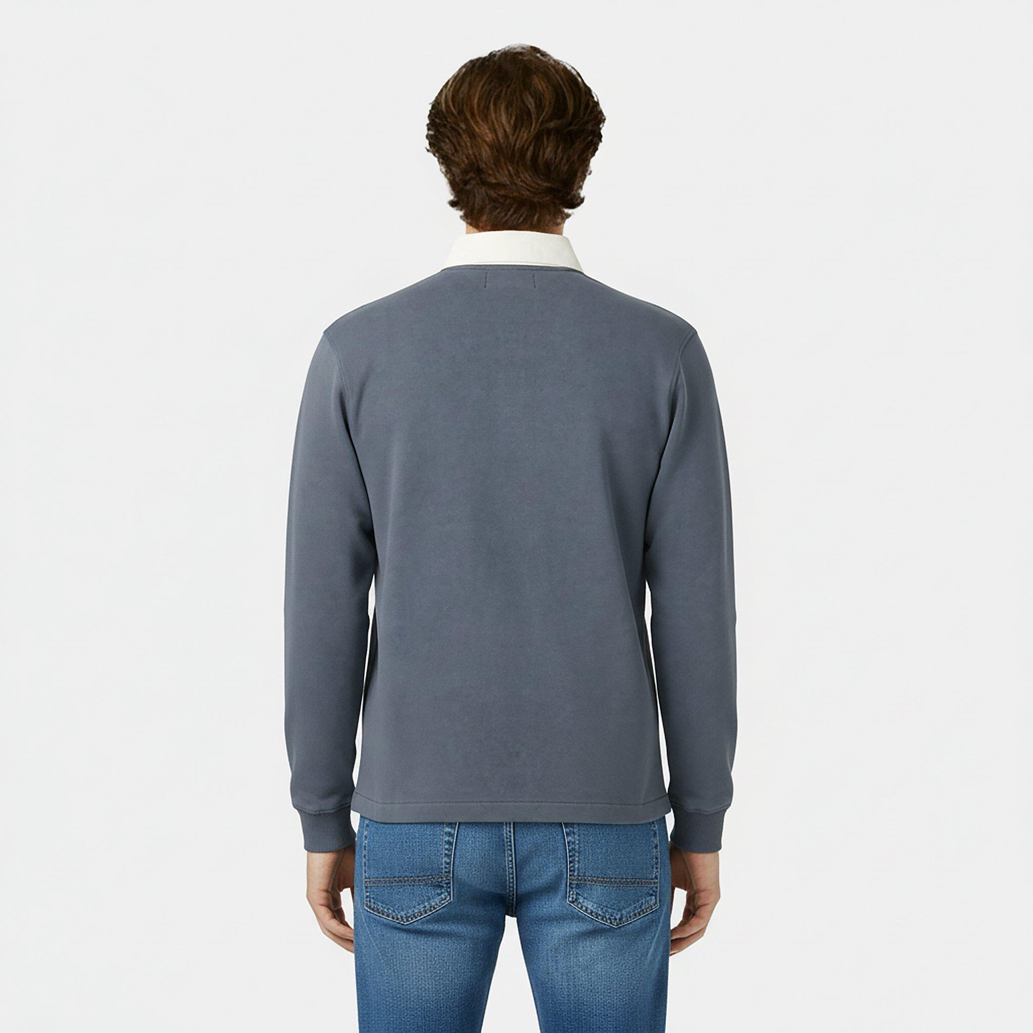 Faded Indigo - Jack Wills - Men's Cotton Long Sleeve Rugby Polo Shirt - 4