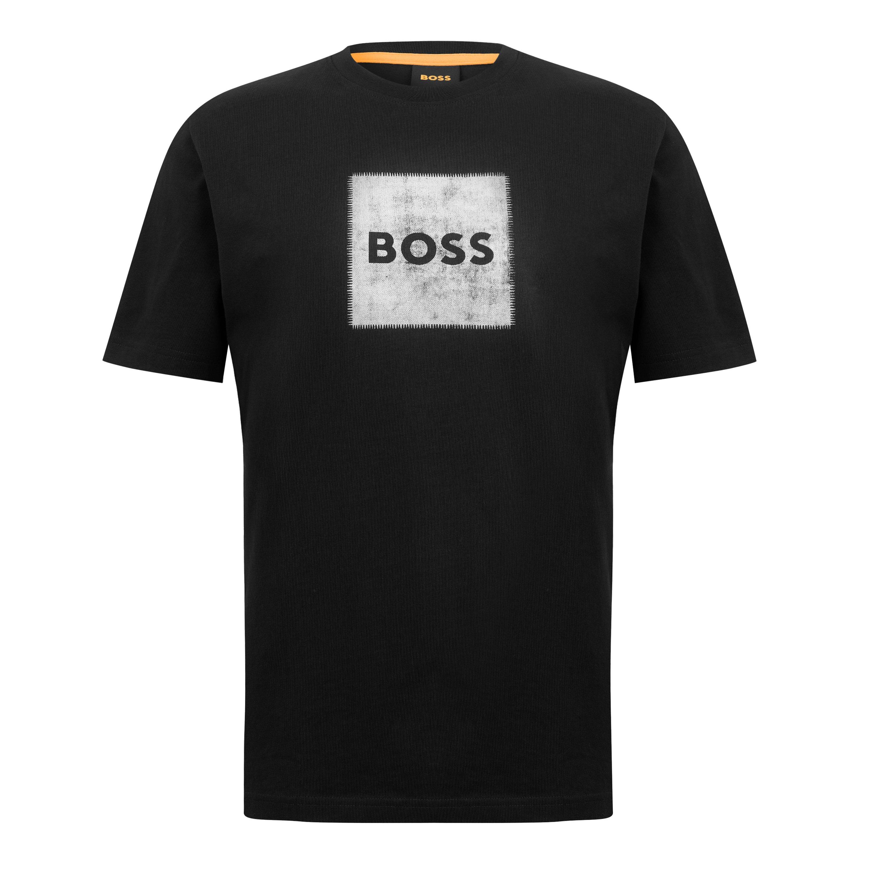 Boss Mens BOSS ORANGE Short Sleeve T-Shirt with Contemporary Stitched Logo - Black 001 - Size 2XL