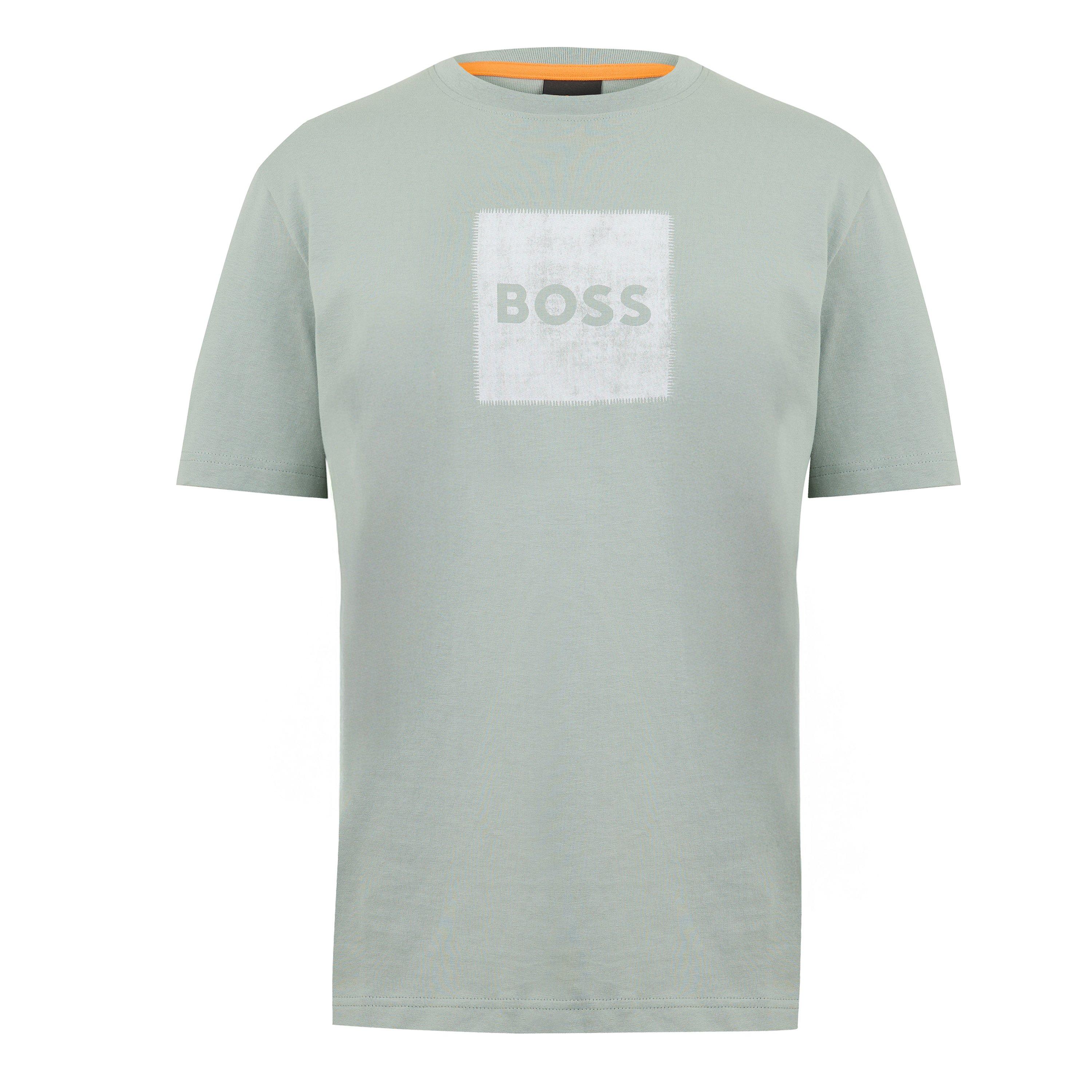 Boss Men's Orange Short Sleeve T-Shirt With Contemporary Stitched Logo - Green 351 - L