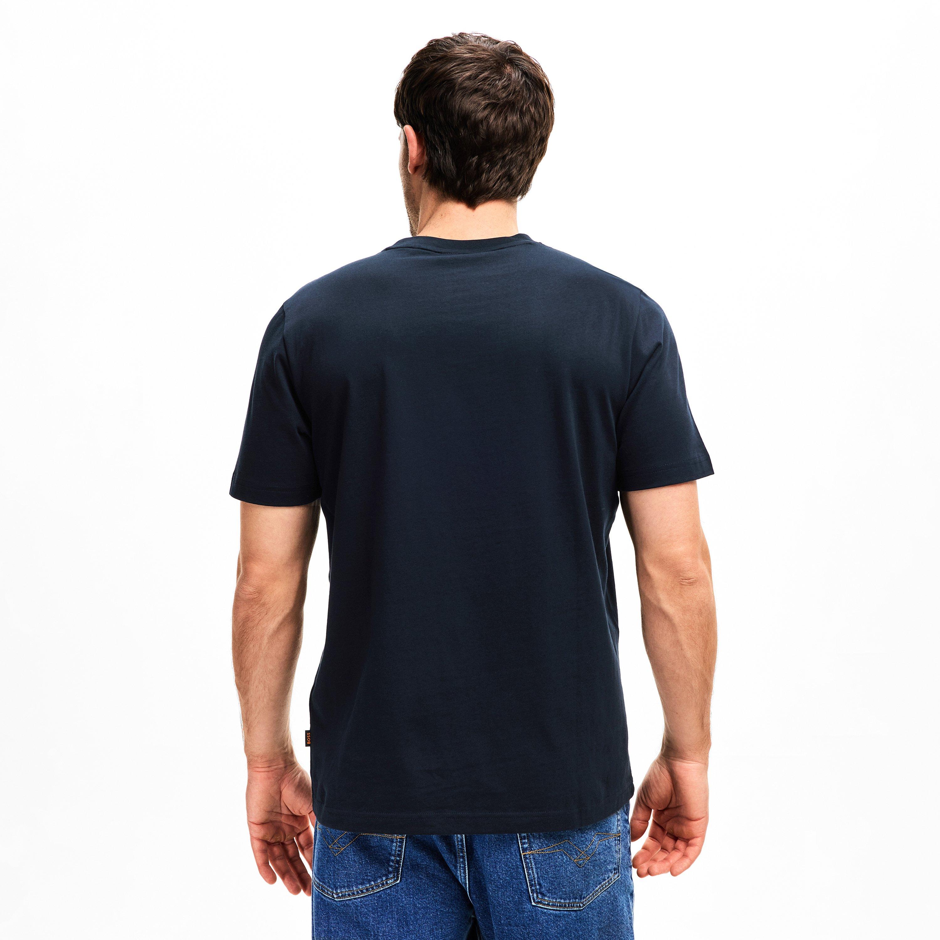 Navy 404 - Boss - Mens BOSS ORANGE Short Sleeve T-Shirt with Contemporary Stitched Logo - 4