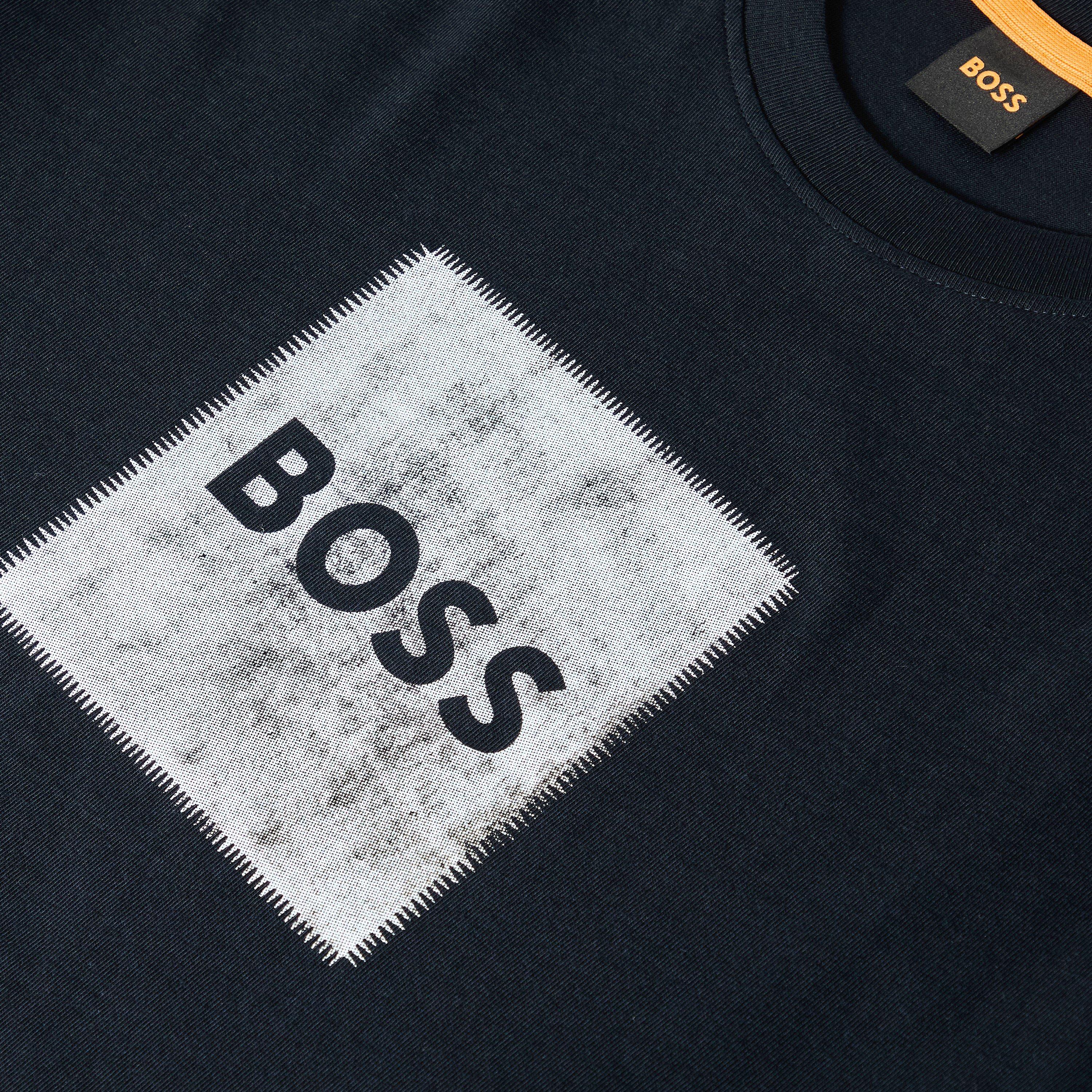 Navy 404 - Boss - Mens BOSS ORANGE Short Sleeve T-Shirt with Contemporary Stitched Logo - 5
