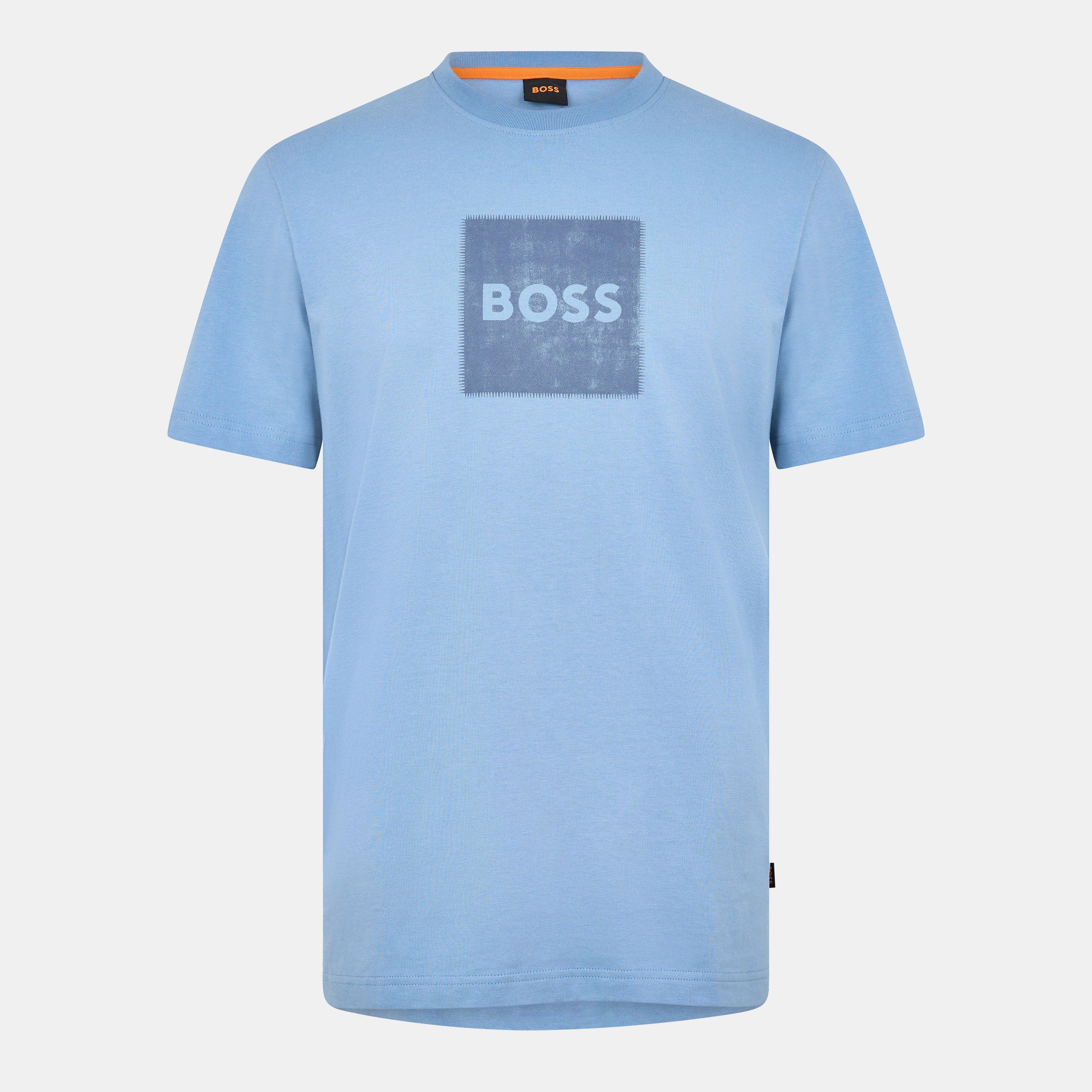 Boss Mens BOSS ORANGE Short Sleeve T-Shirt with Contemporary Stitched Logo - Blue 451 - M