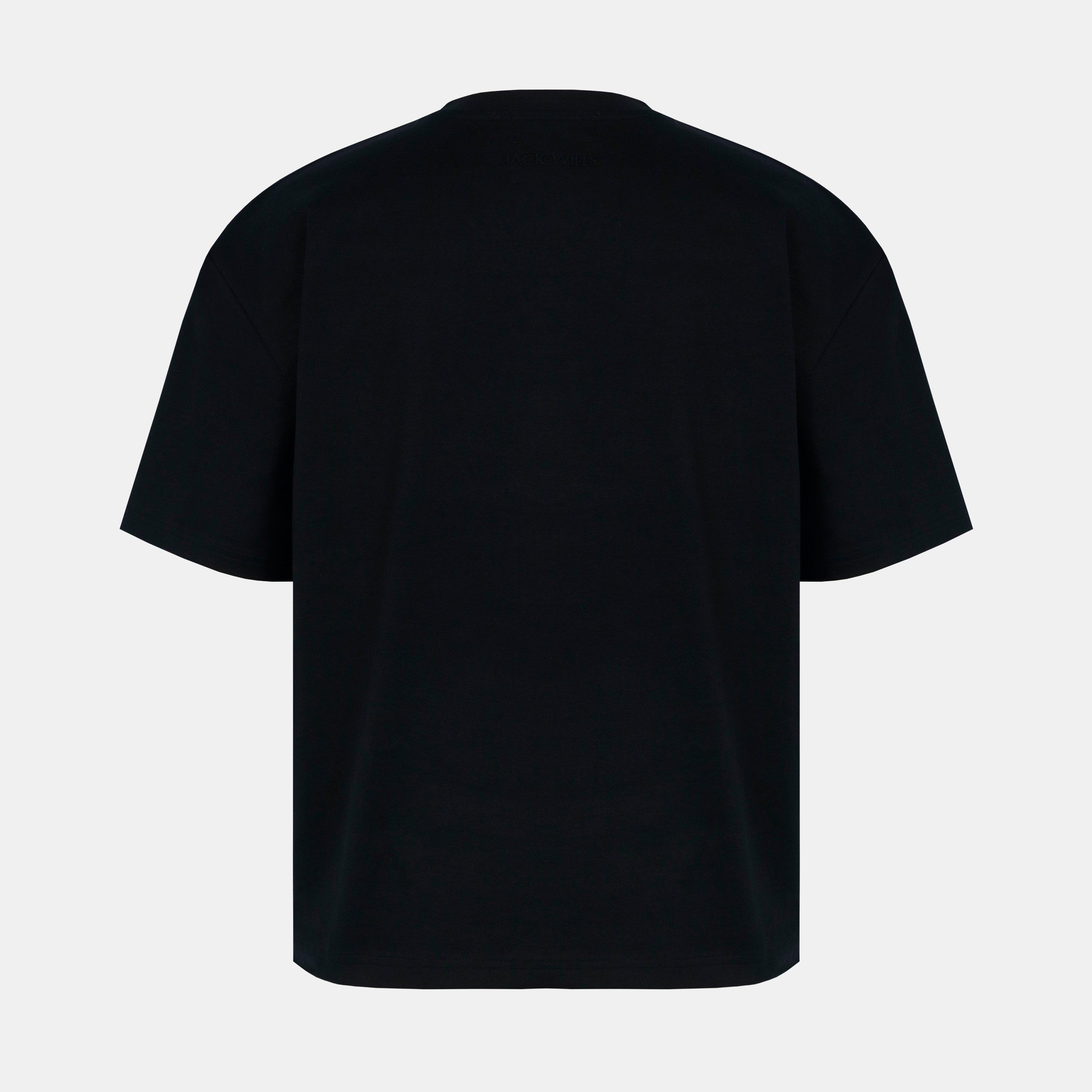Preto - Jack Wills - Men's JW Boxy Tee Cotton Short Sleeve Fit T-Shirt - 3