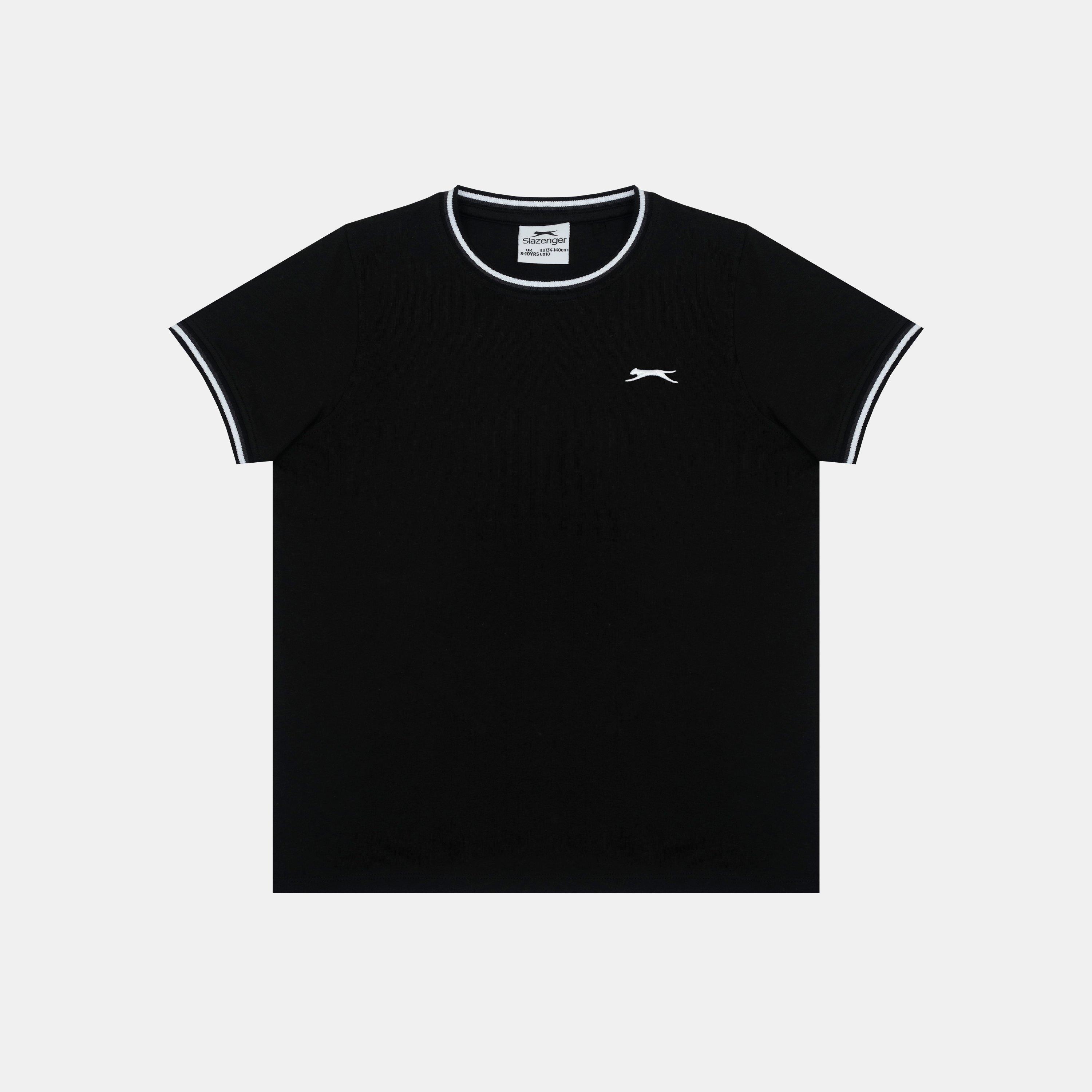 Black - Slazenger - Kids' Slaz Tipped Regular Fit T-Shirt - 1
