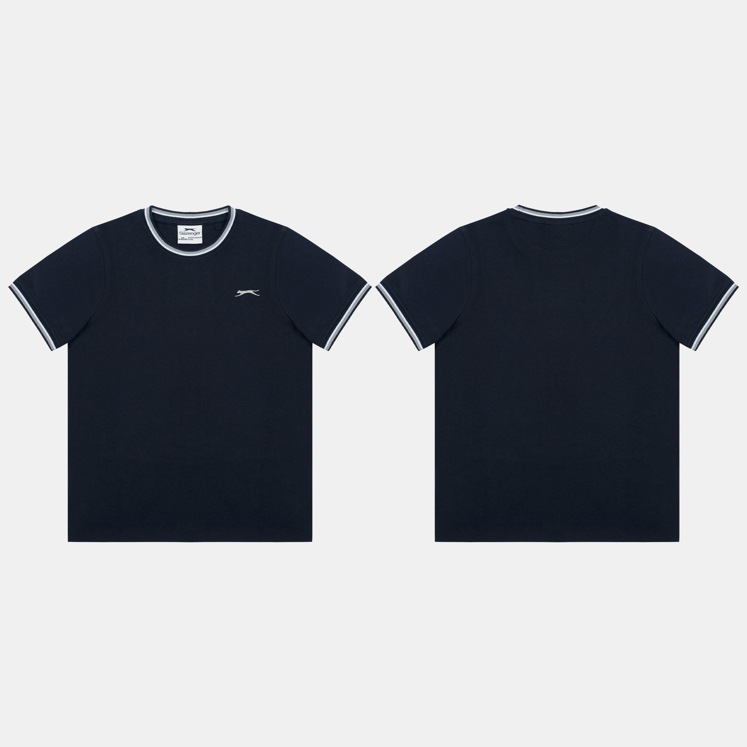Navy - Slazenger - Kids' Slaz Tipped Regular Fit T-Shirt - 3