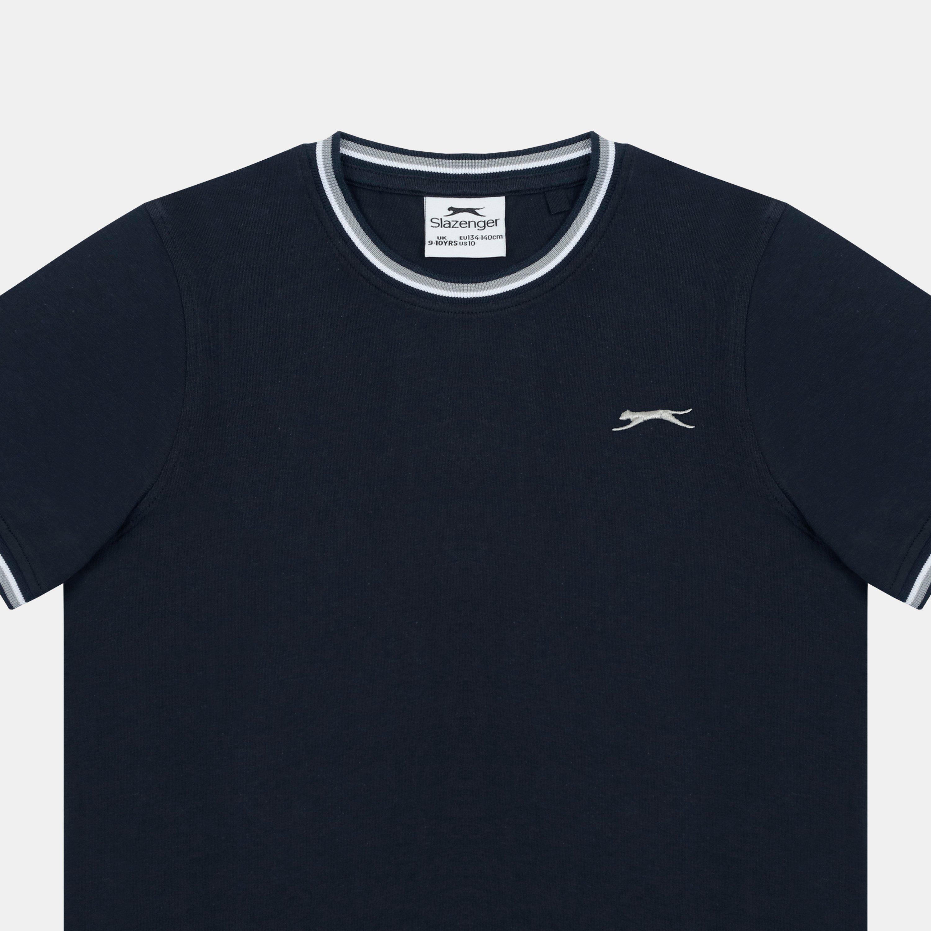 Navy - Slazenger - Kids' Slaz Tipped Regular Fit T-Shirt - 4