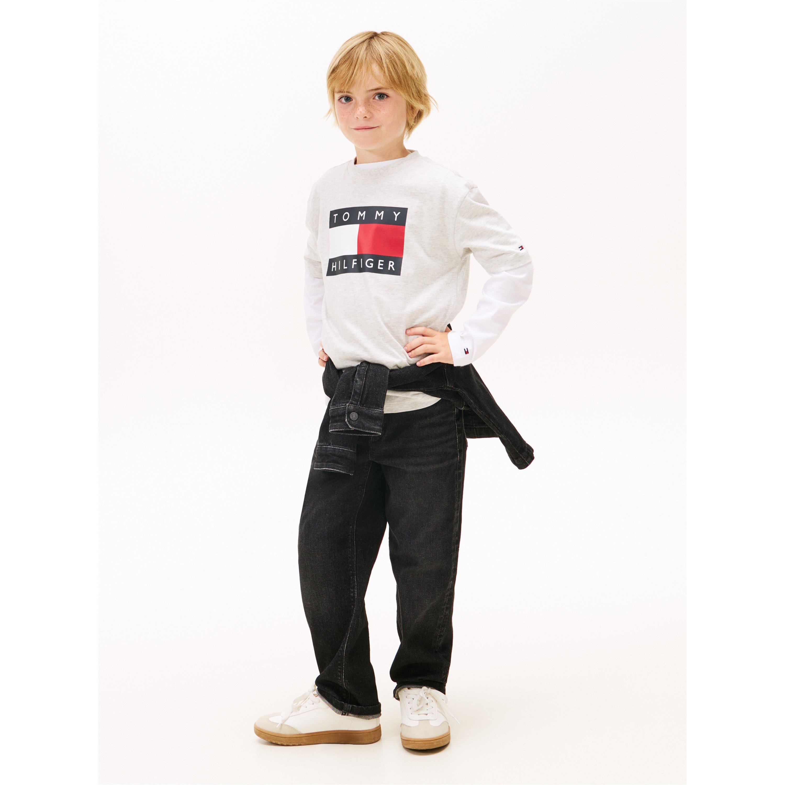 Lys Grå P01 - Tommy Hilfiger - Kids' Heritage T-Shirt - 4