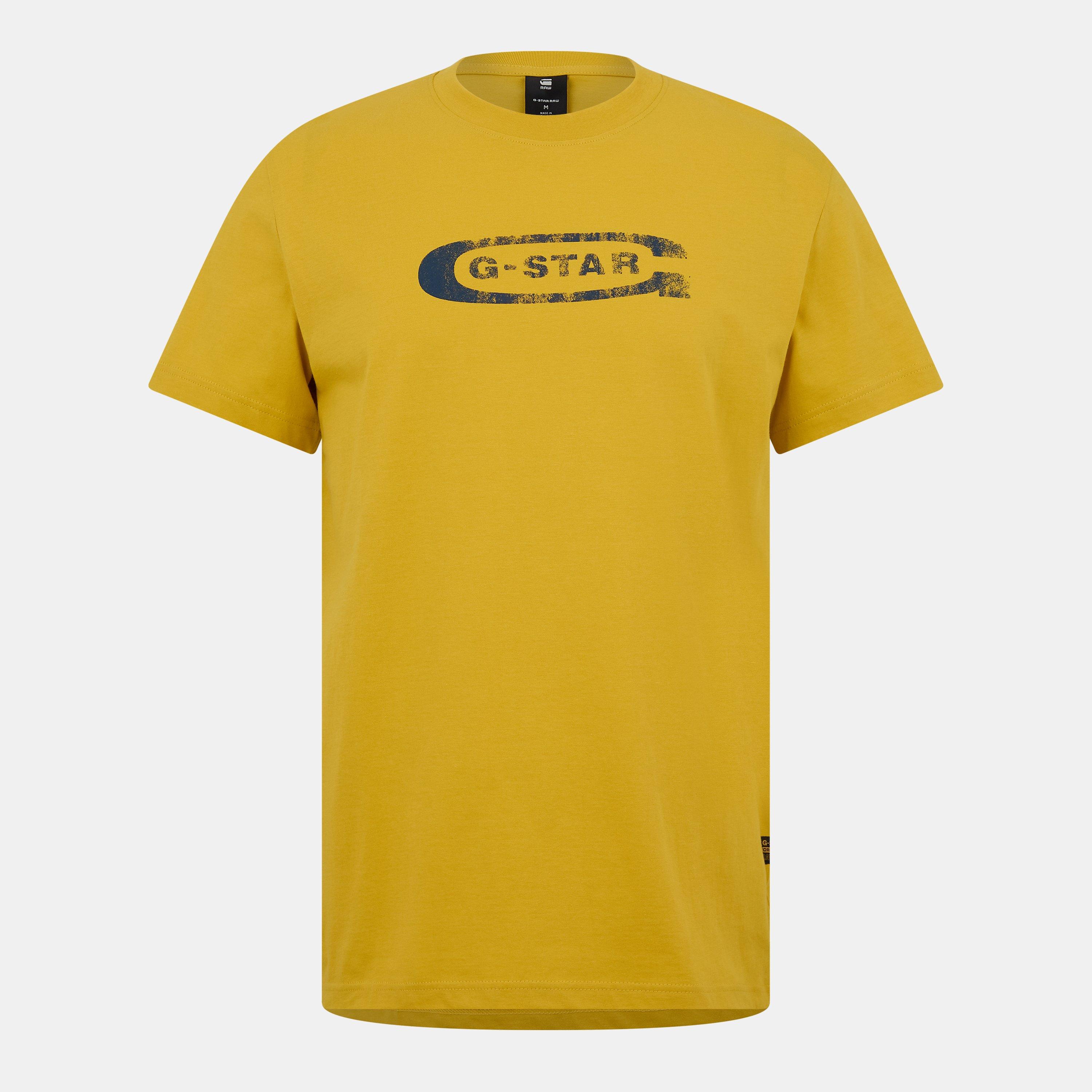 G Star Men's Stacked Old Skool Logo T-Shirt - Dk Lemon - Small