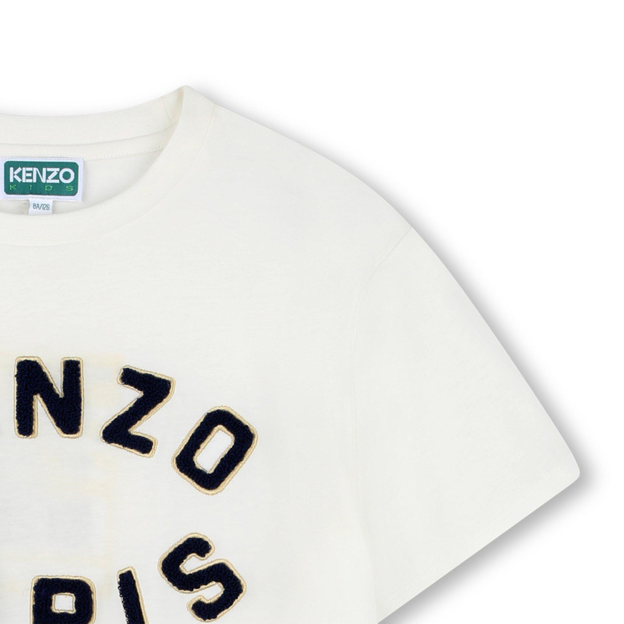 Crème - Kenzo - Unisex Kids' Branded Short-Sleeve Regular Fit T-Shirt - 3