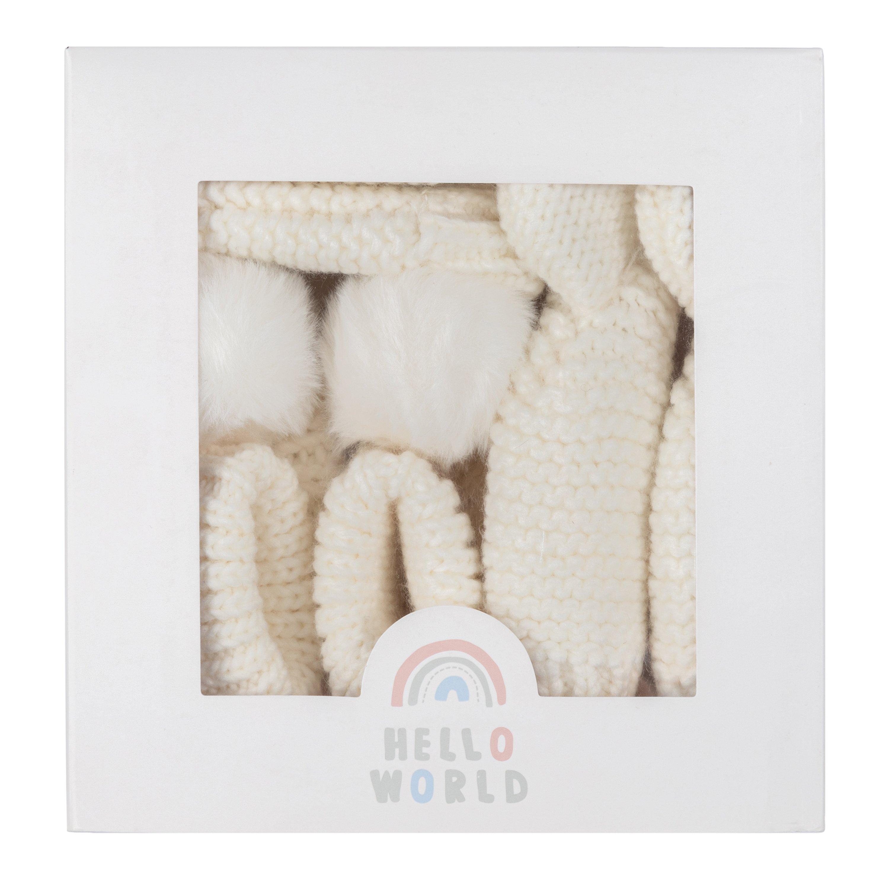 WHITE - Hello World - Knitted Bobble Hats - 2