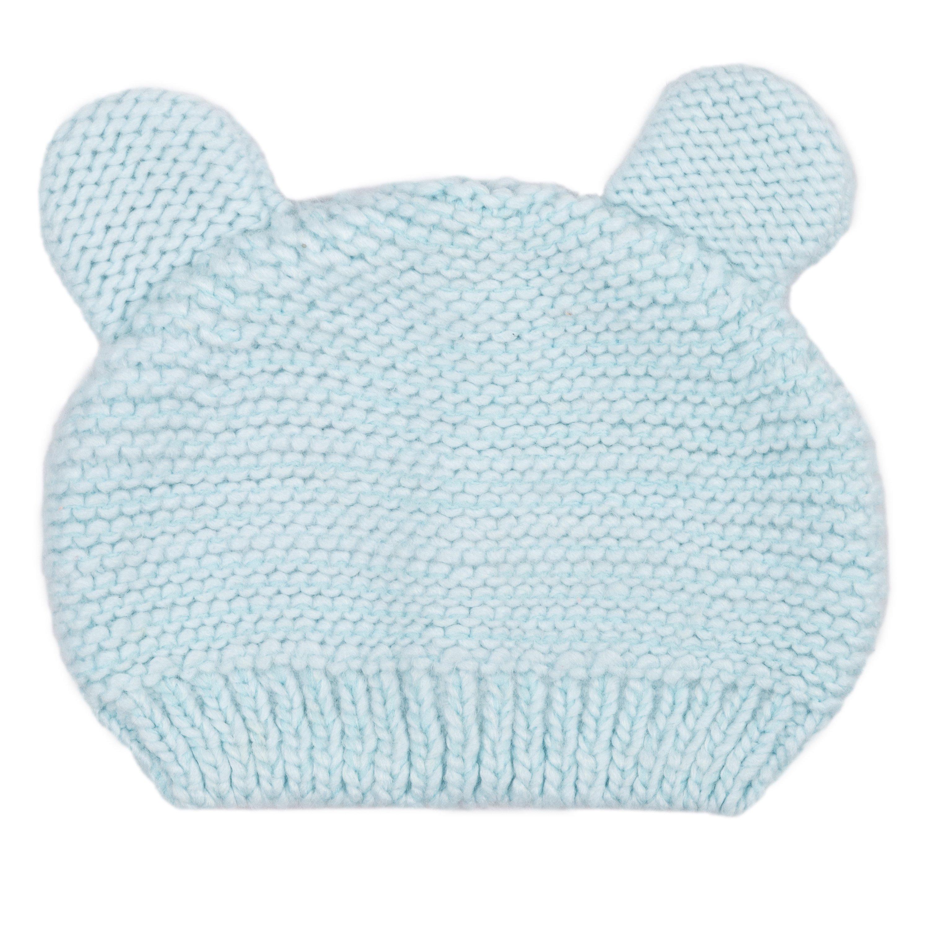 BLUE - Hello World - Knitted Bobble Hat - 3