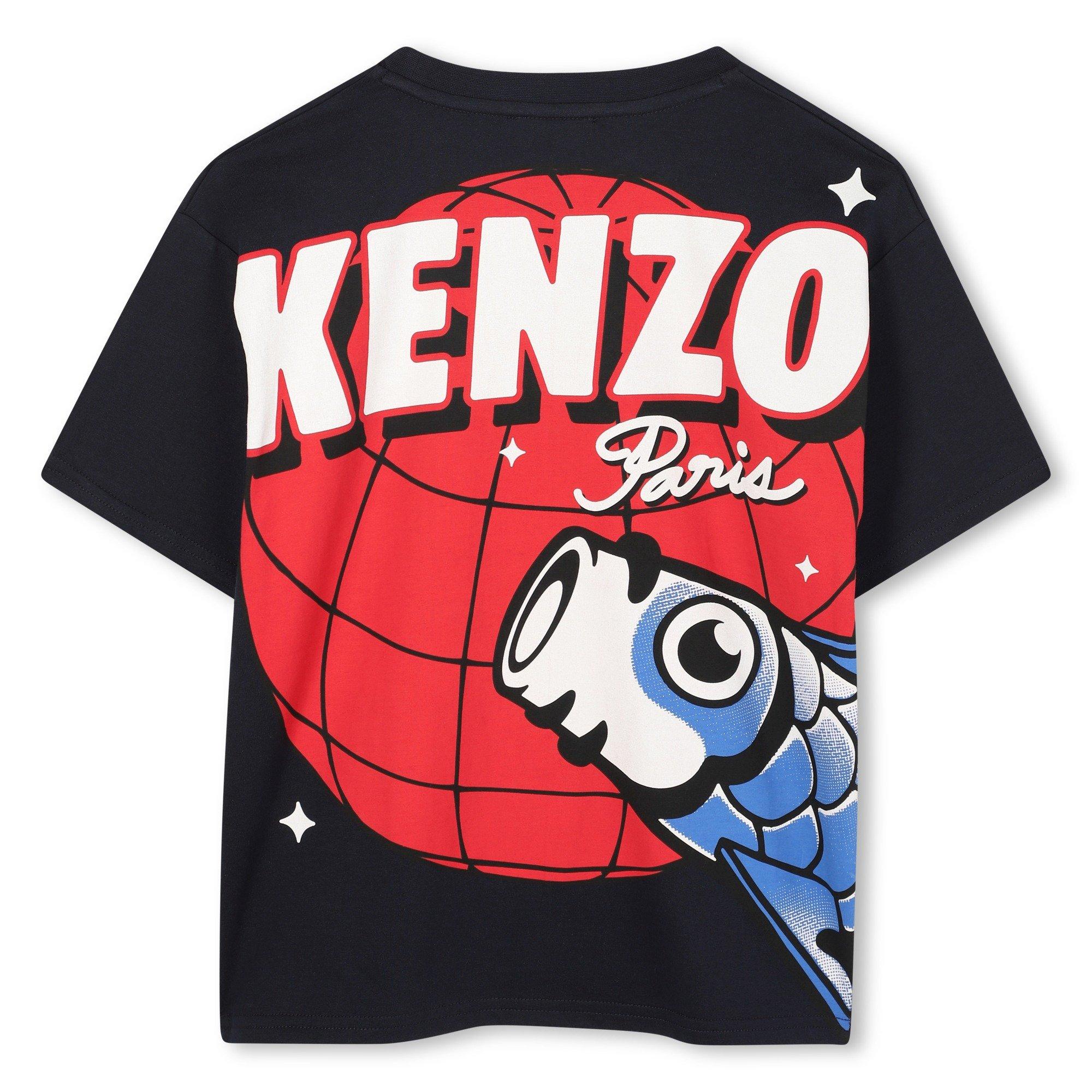 Marineblauw - Kenzo - Unisex Kids' Small Print Regular Fit T-Shirt - 2