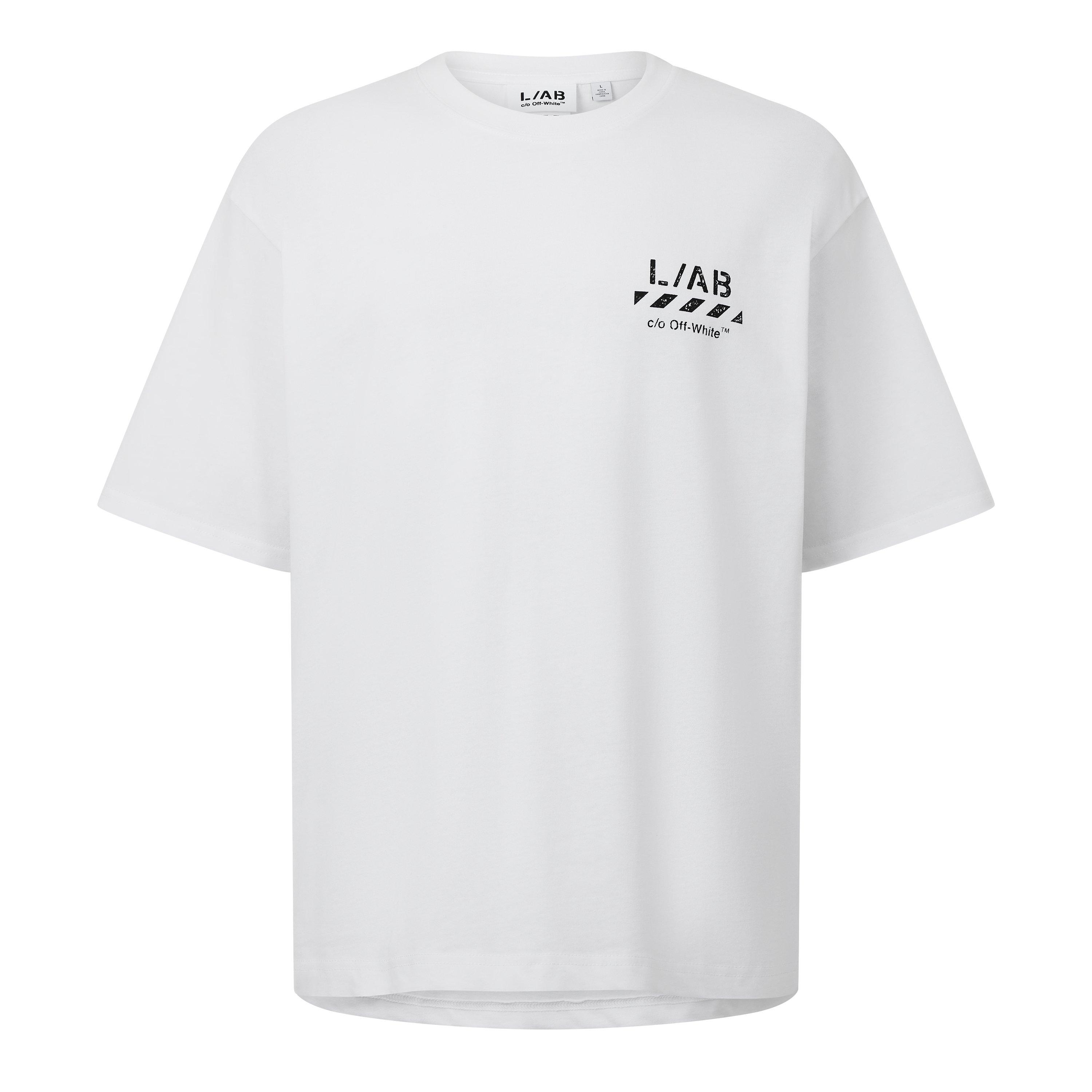 L/AB Off White | Men's Diag Cotton Short-Sleeve Crew-Neck