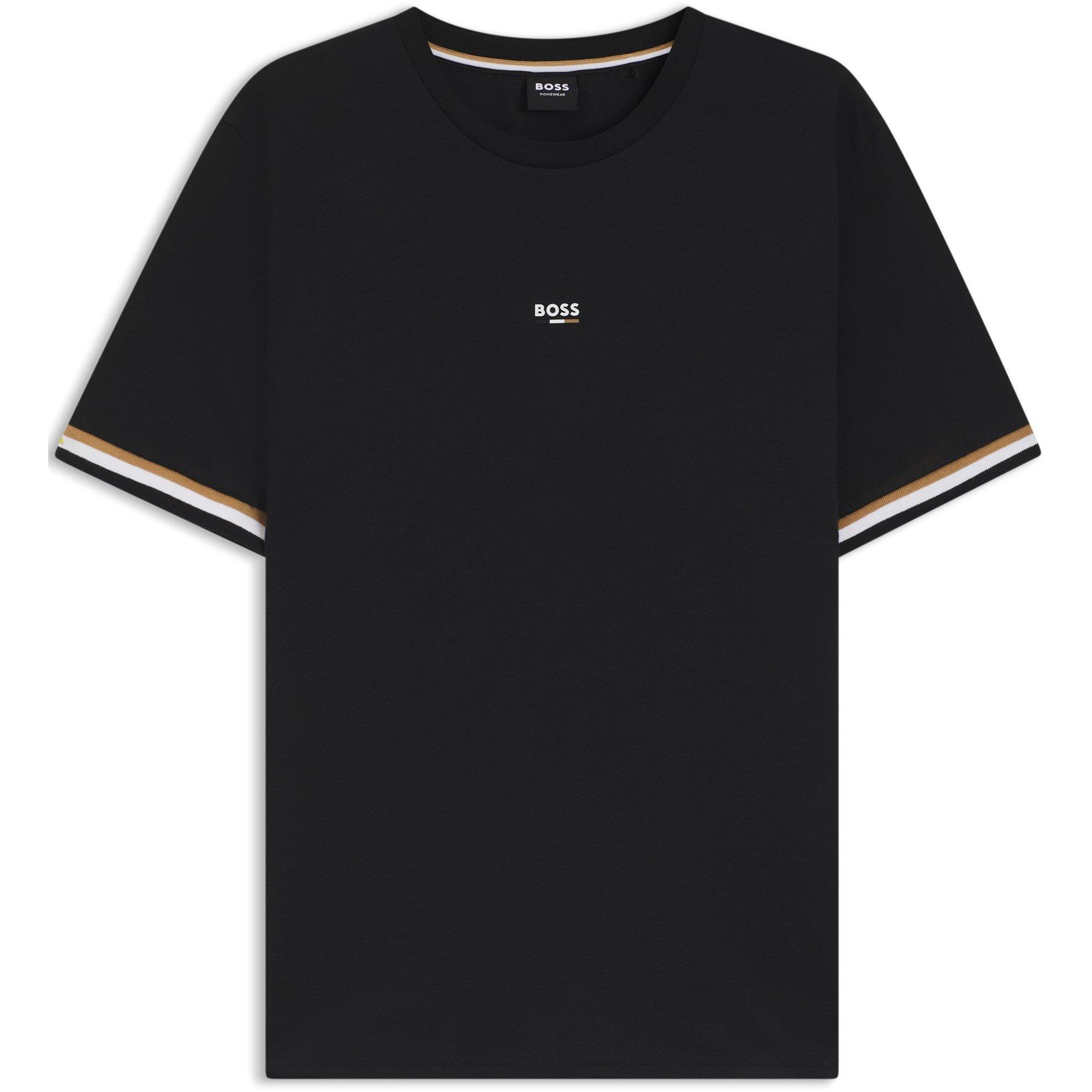 Black 001 - Boss - Mens BOSS BODYWEAR Iconic T-Shirt with Stripe Detail