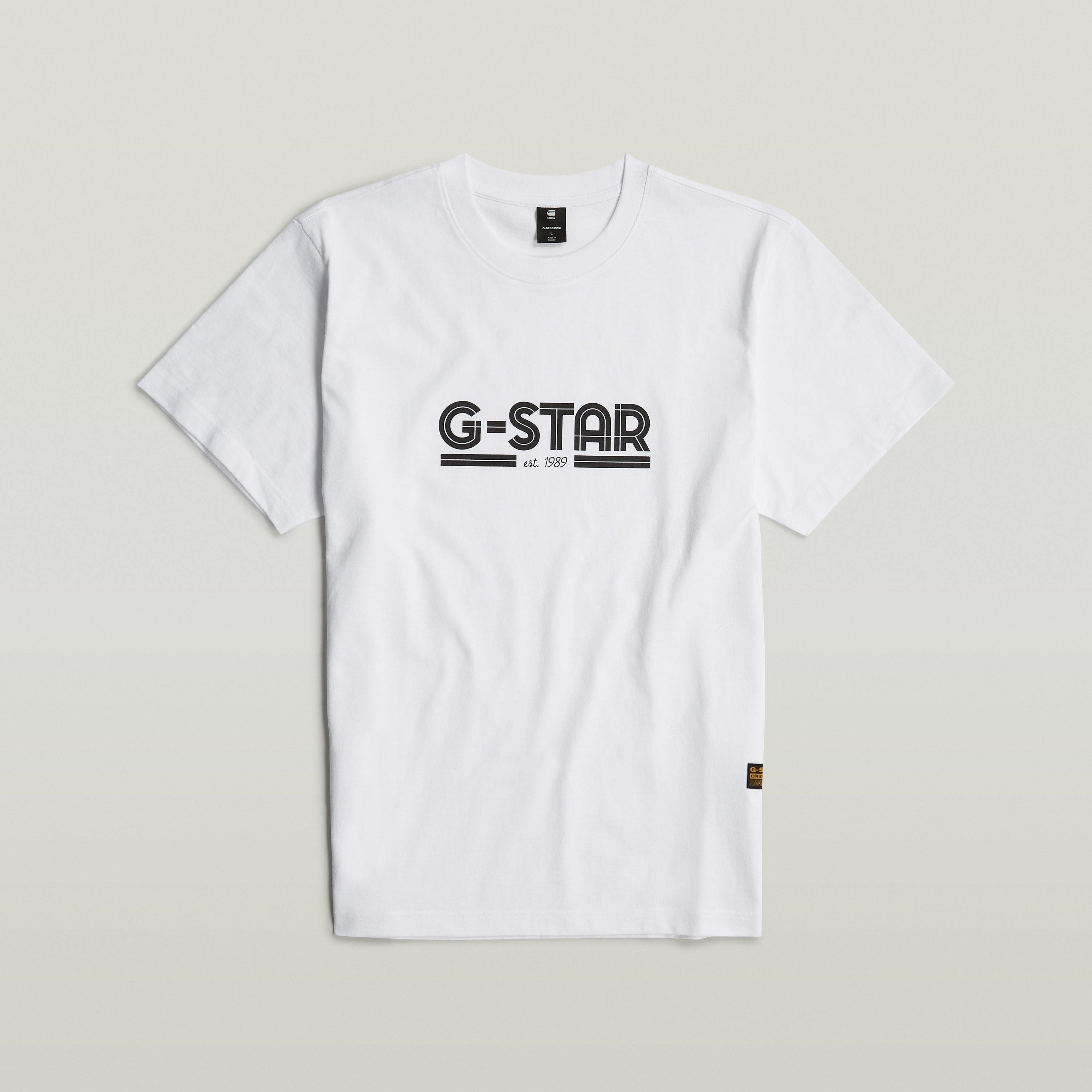 G Star Men's Line Script Loose T Shirt - White - Medium