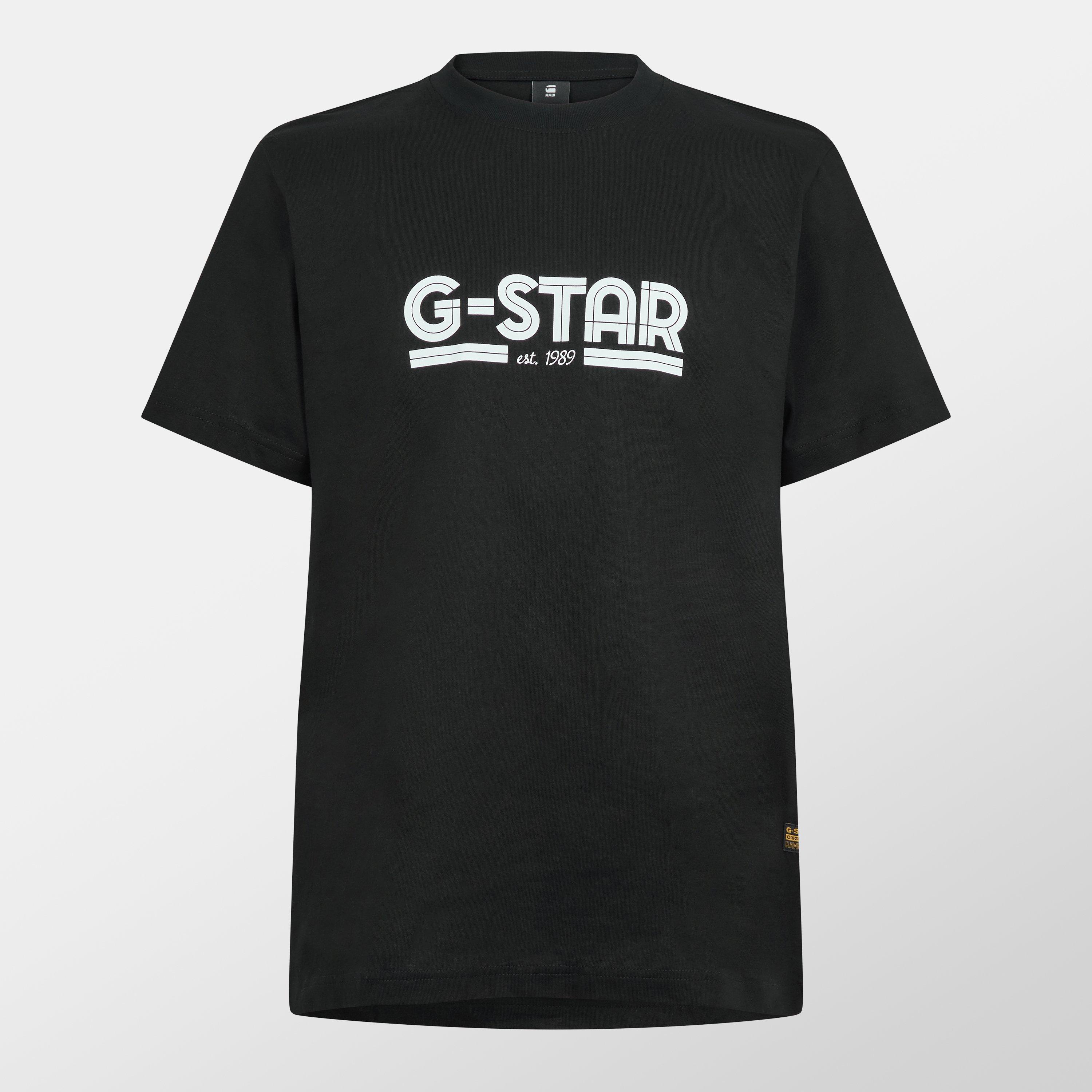 G Star Men's Line Script Loose T Shirt - Dk Black - Medium