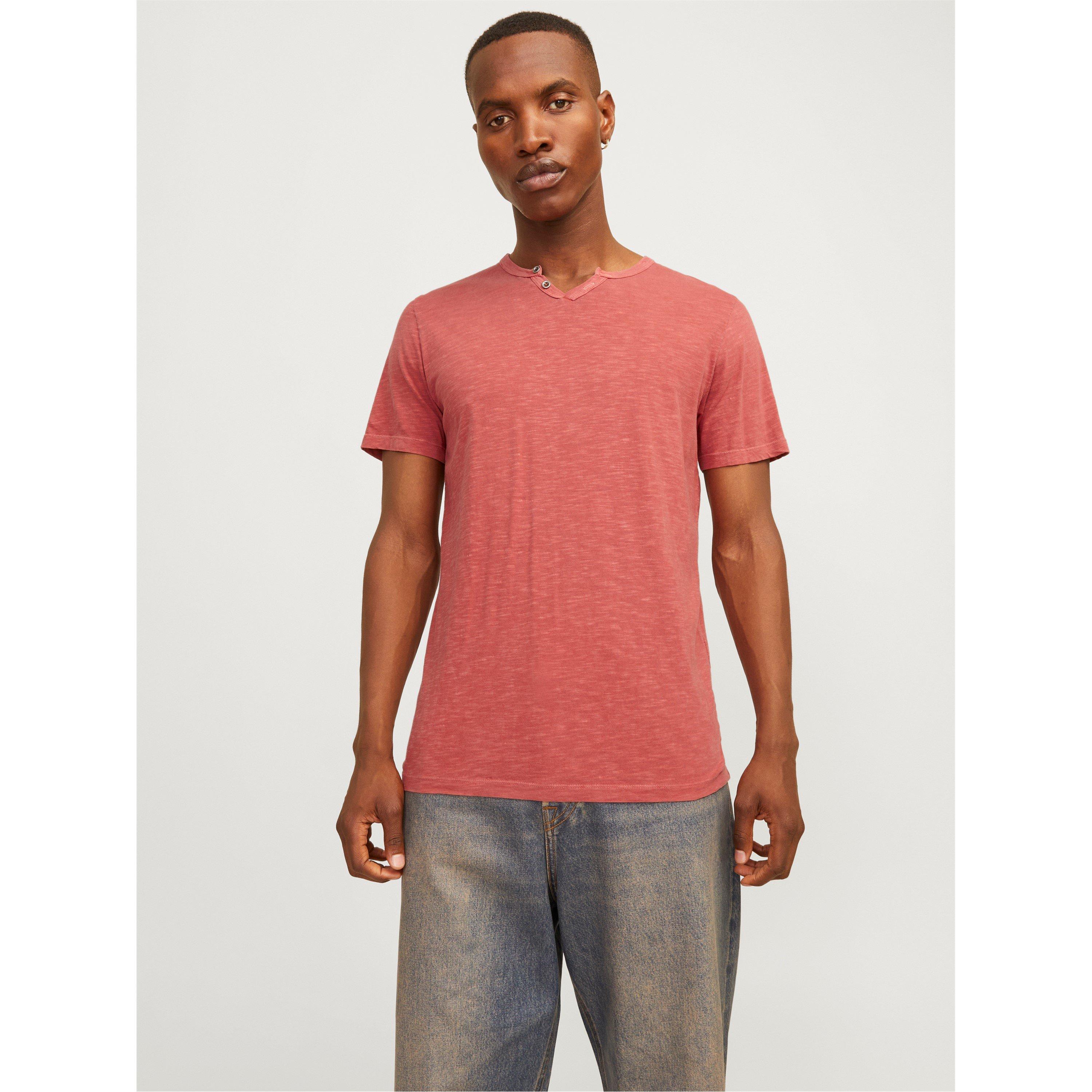 Red Ochre - Jack and Jones - Men's Regular Fit Split Neck T-Shirt - 2