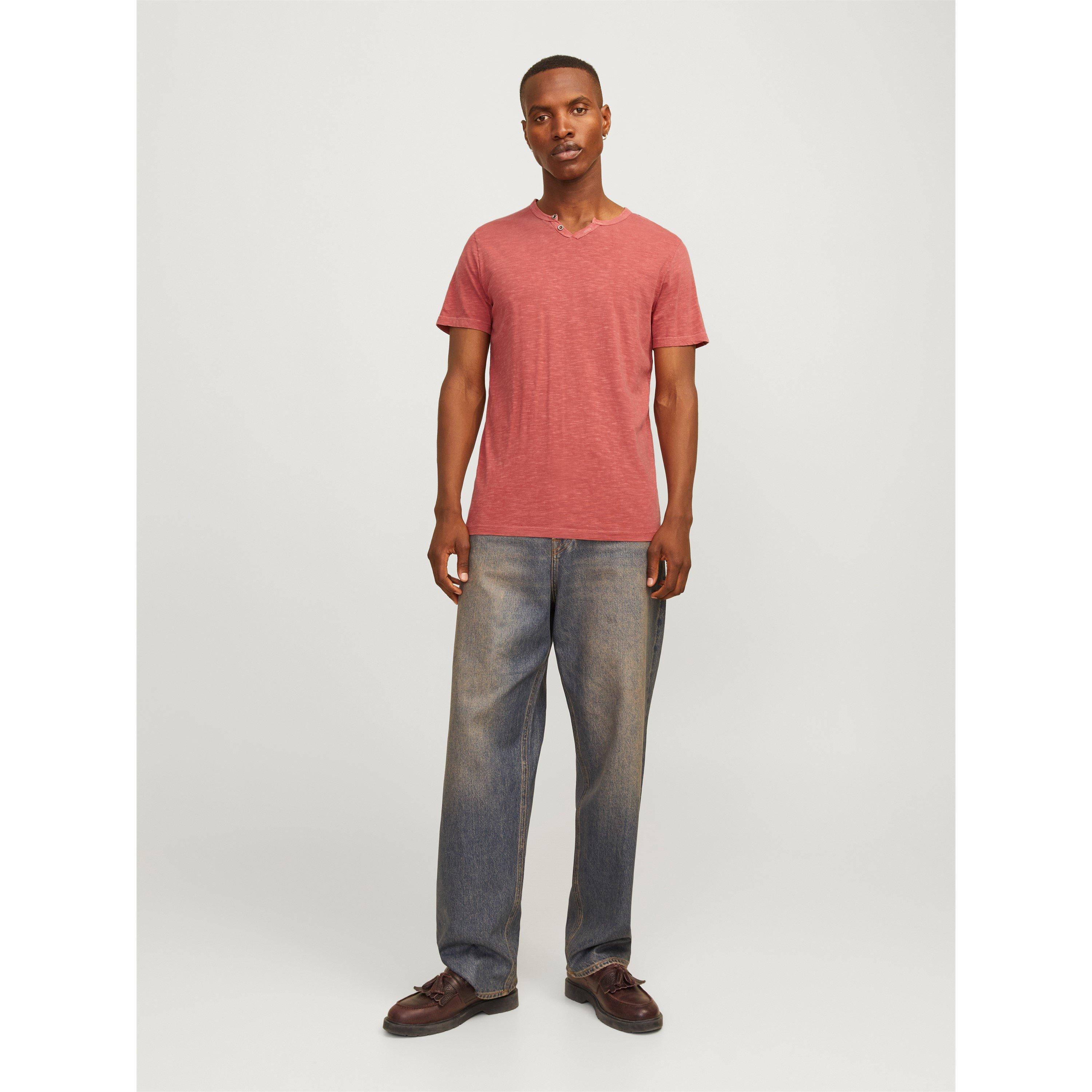 Red Ochre - Jack and Jones - Men's Regular Fit Split Neck T-Shirt - 6