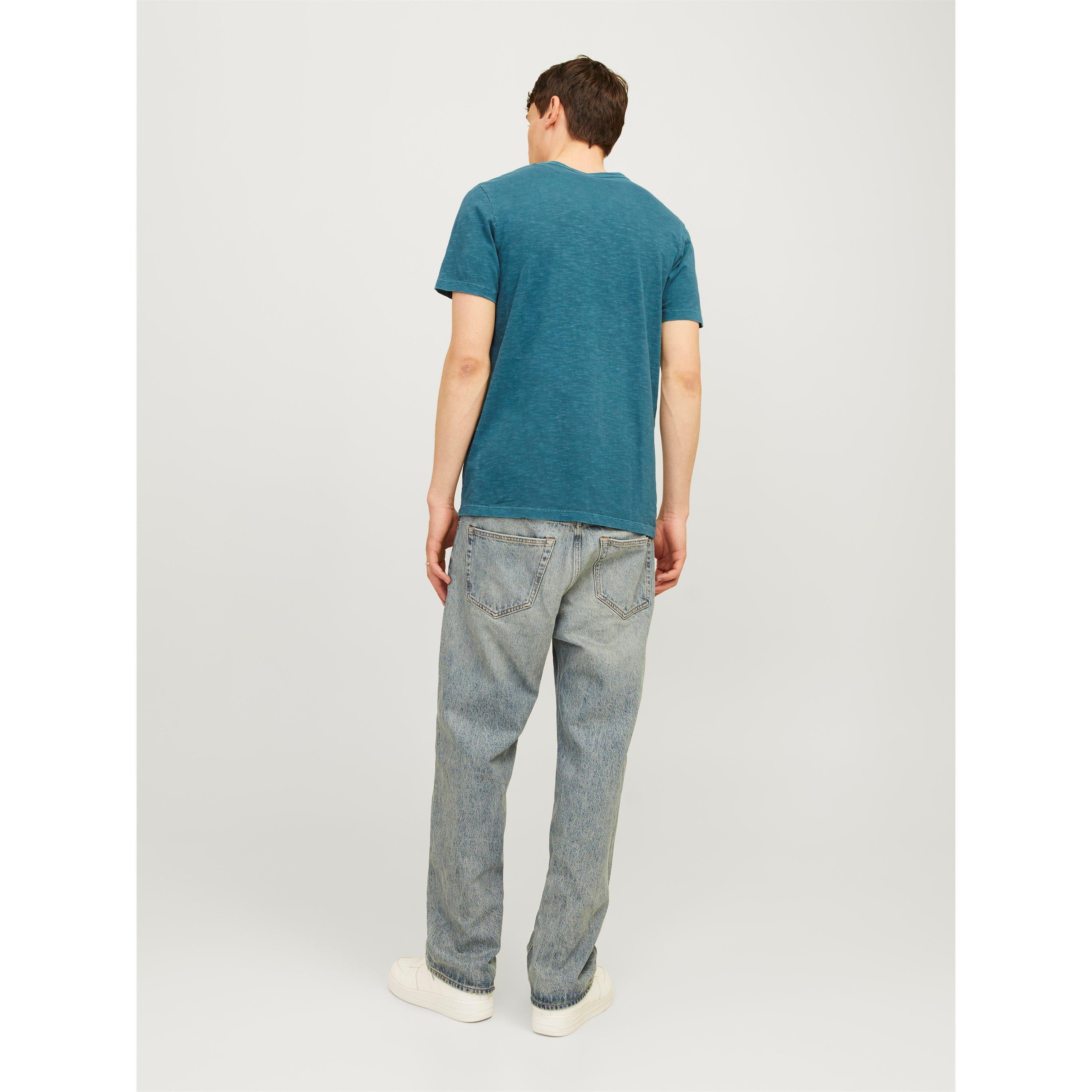 Teal Profundo - Jack and Jones - Regular Fit Split Neck T-Shirt - 6