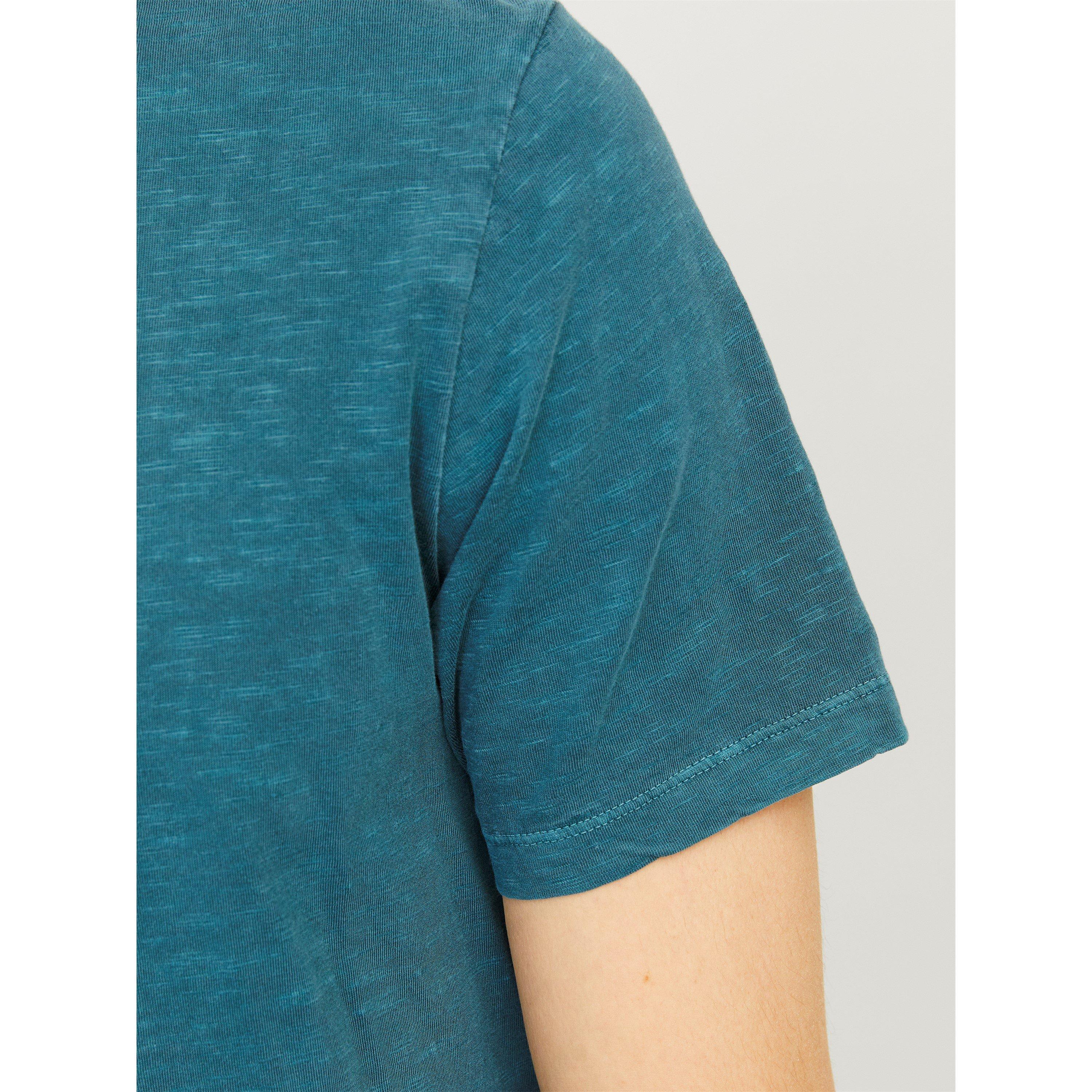 Teal Profundo - Jack and Jones - Regular Fit Split Neck T-Shirt - 7