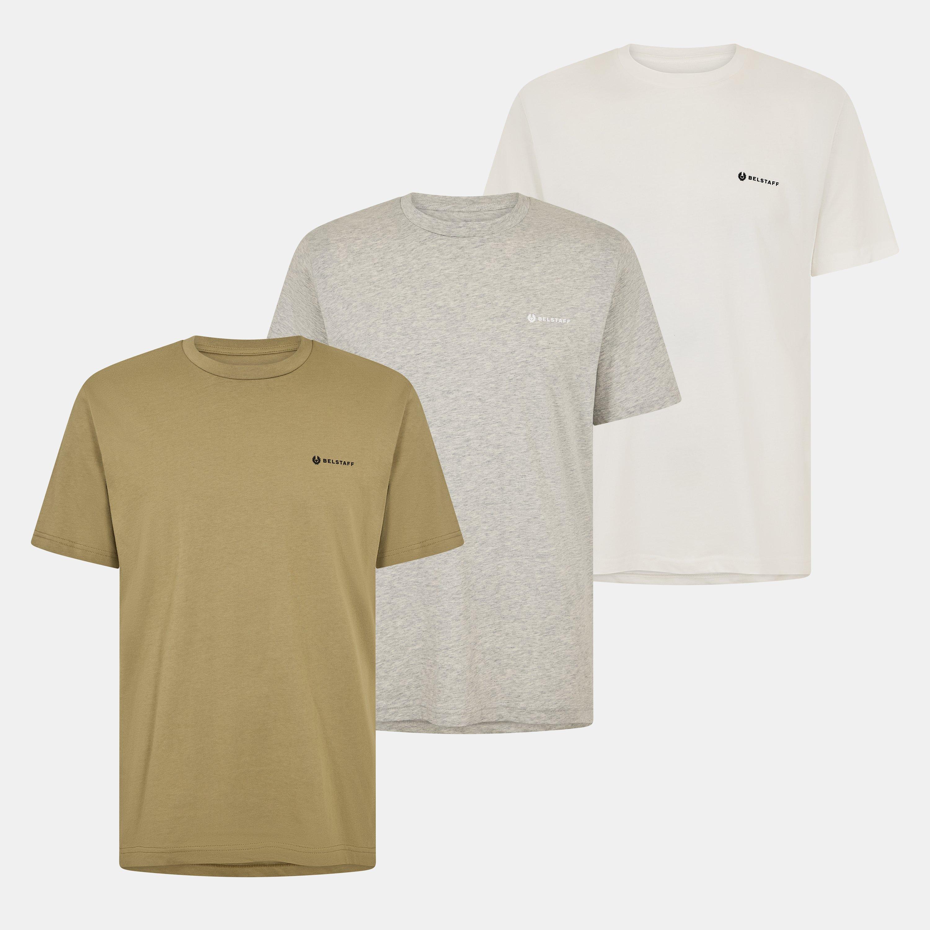 Belstaff Men's 3 Pack T-Shirt - Whit/Gree/Silv - M