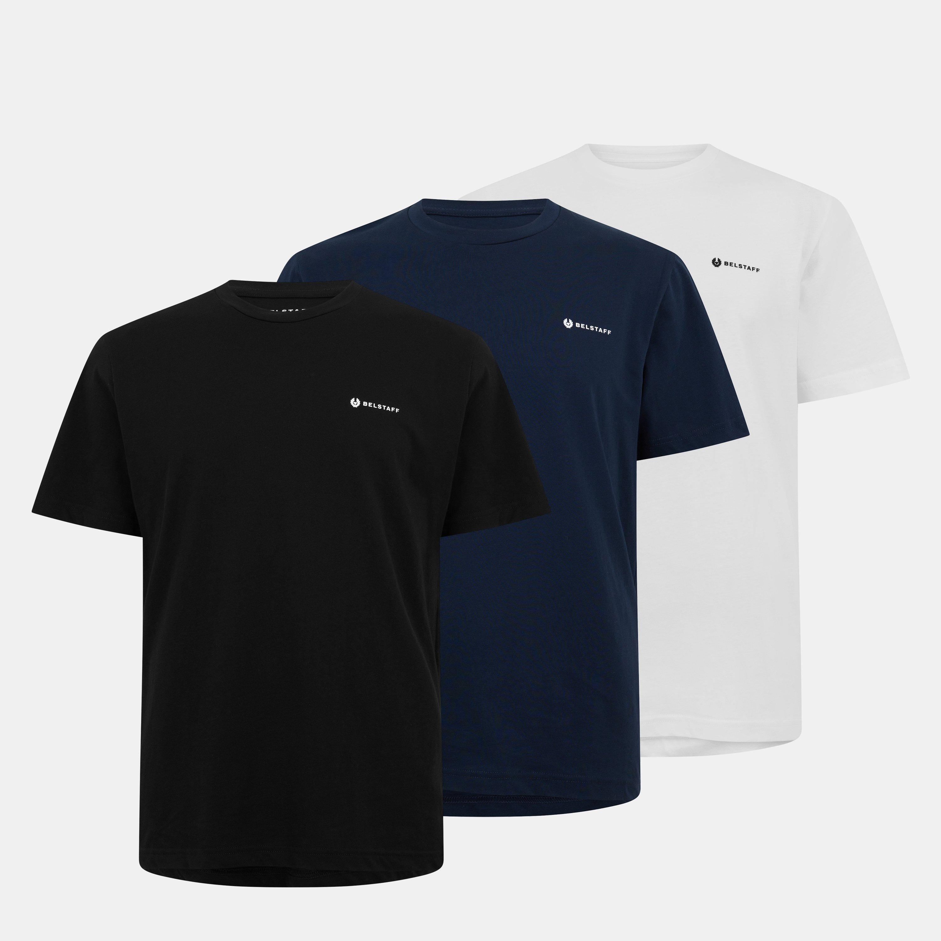 Belstaff Men's 3 Pack T-Shirt - Blac/Ink/Whit - 2XL